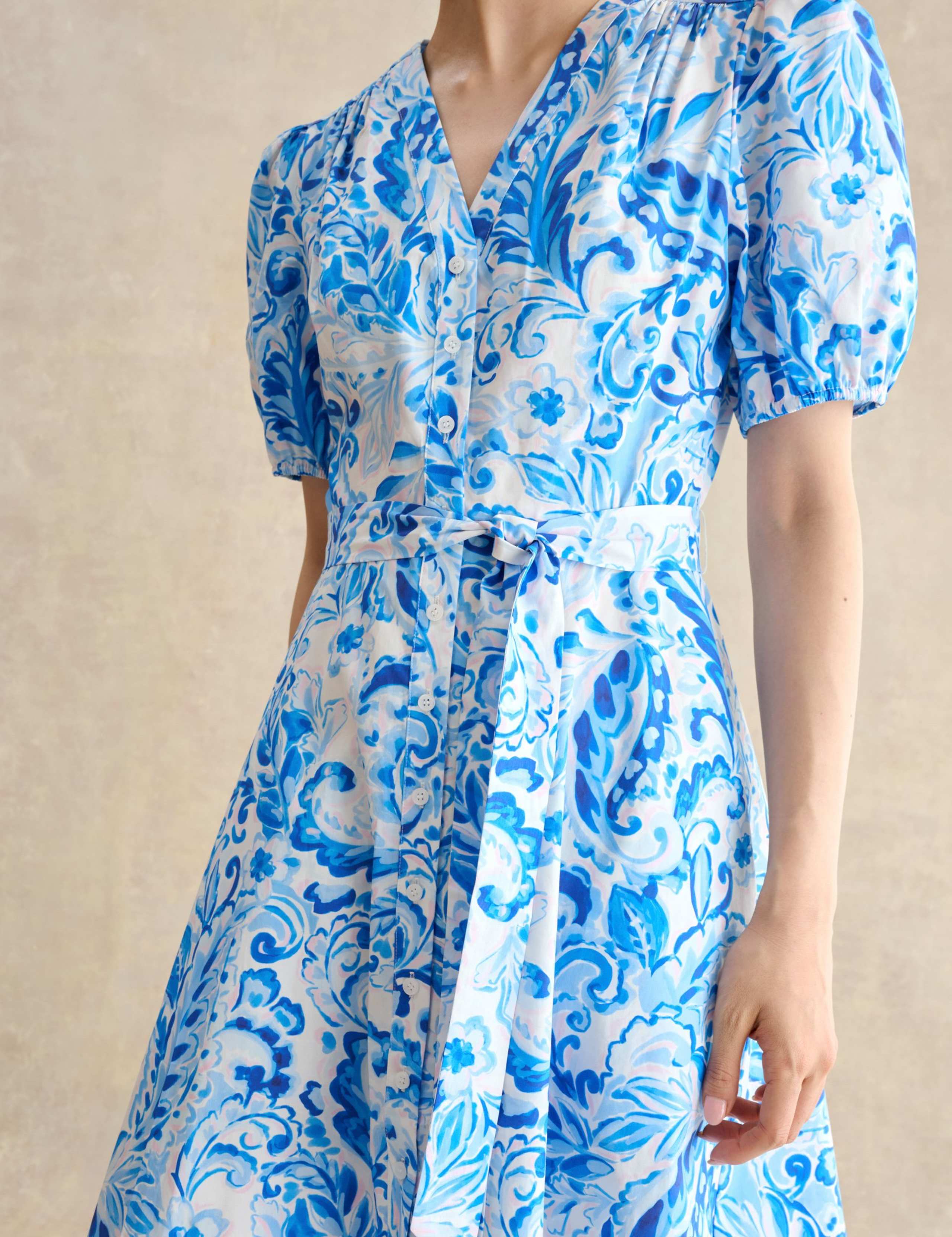 Pure Cotton Paisley V-Neck Midi Dress 5 of 5