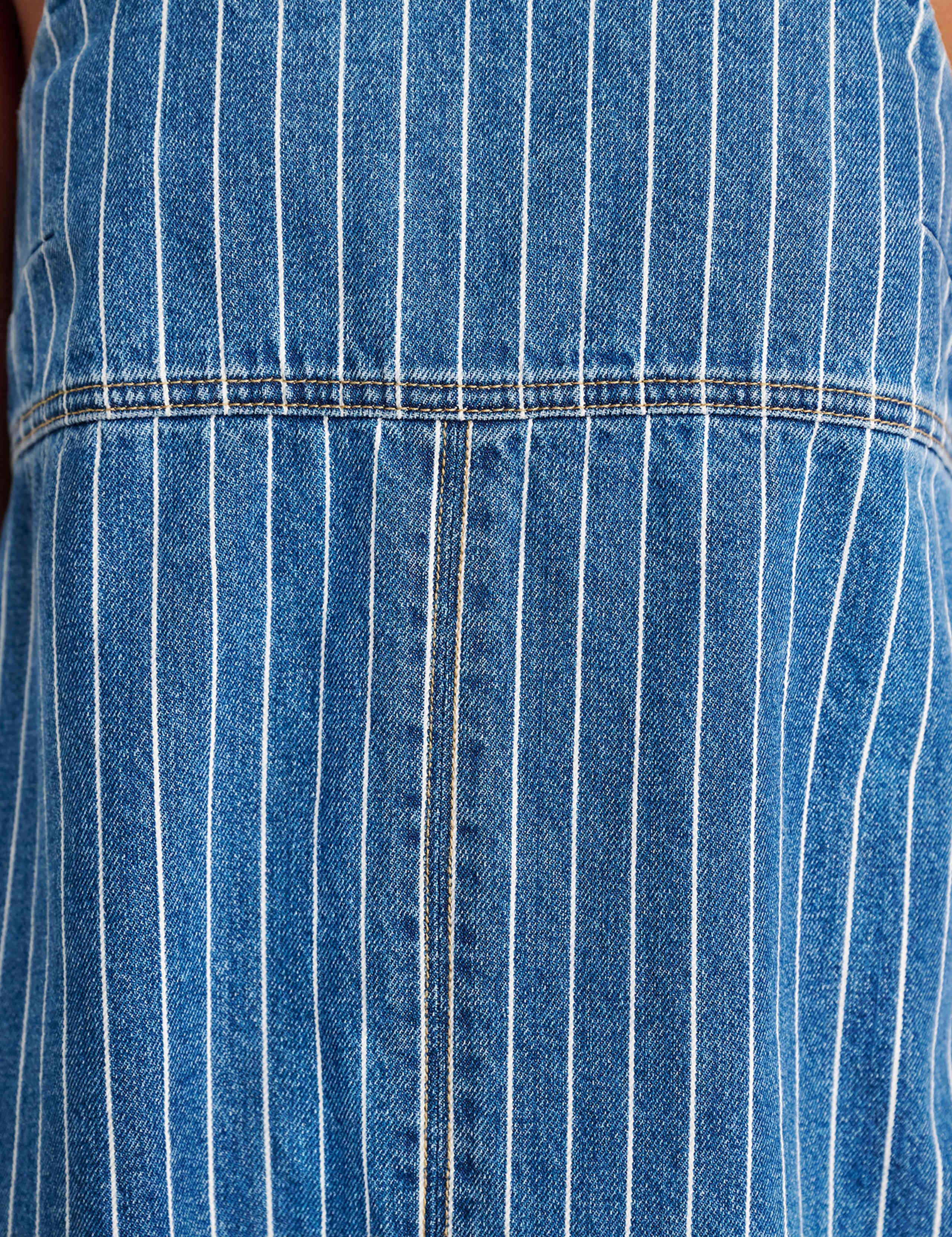 Denim Striped Square Neck Strappy Midi Dress 5 of 5
