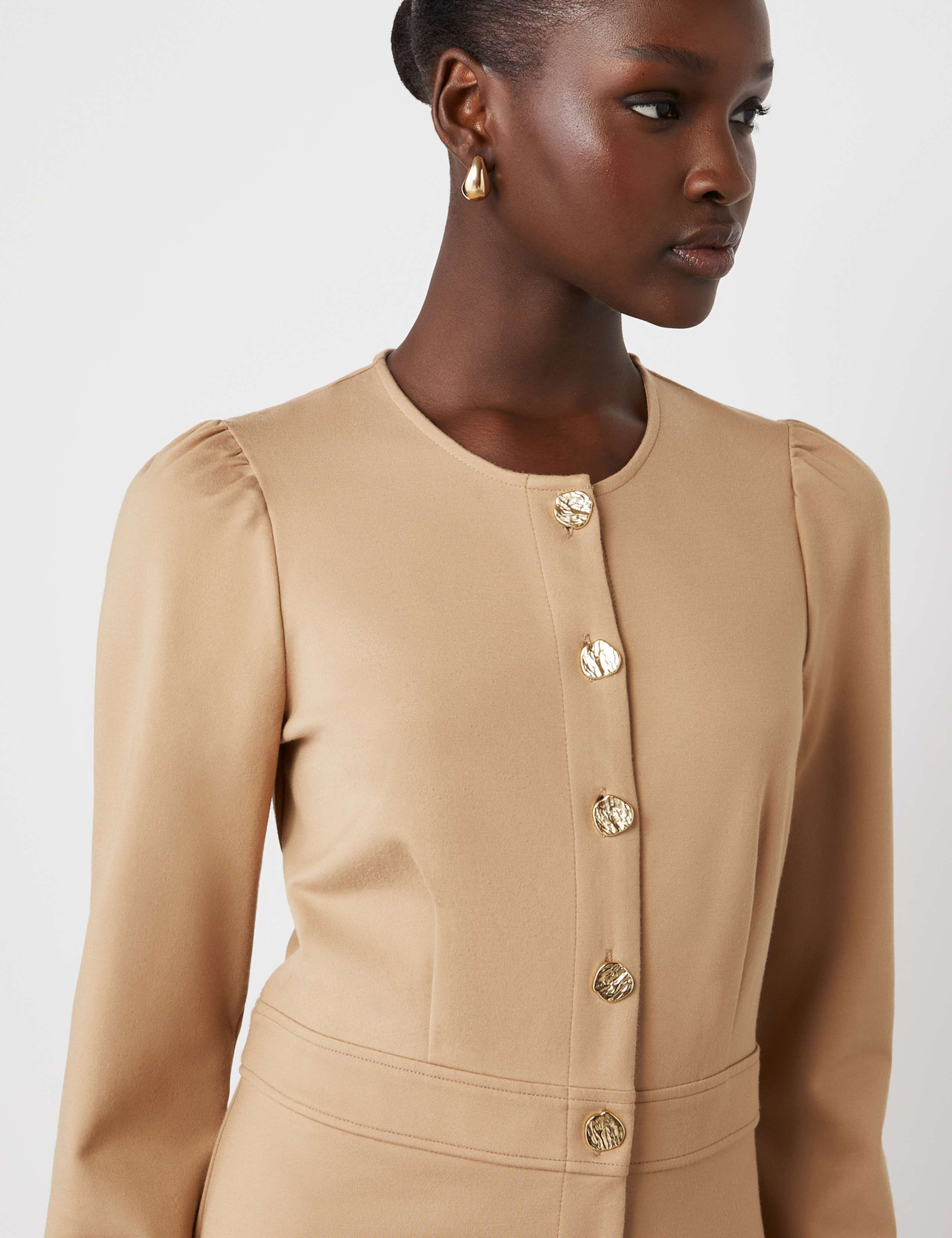Ponte Jersey Button Through Waisted Dress 4 of 4