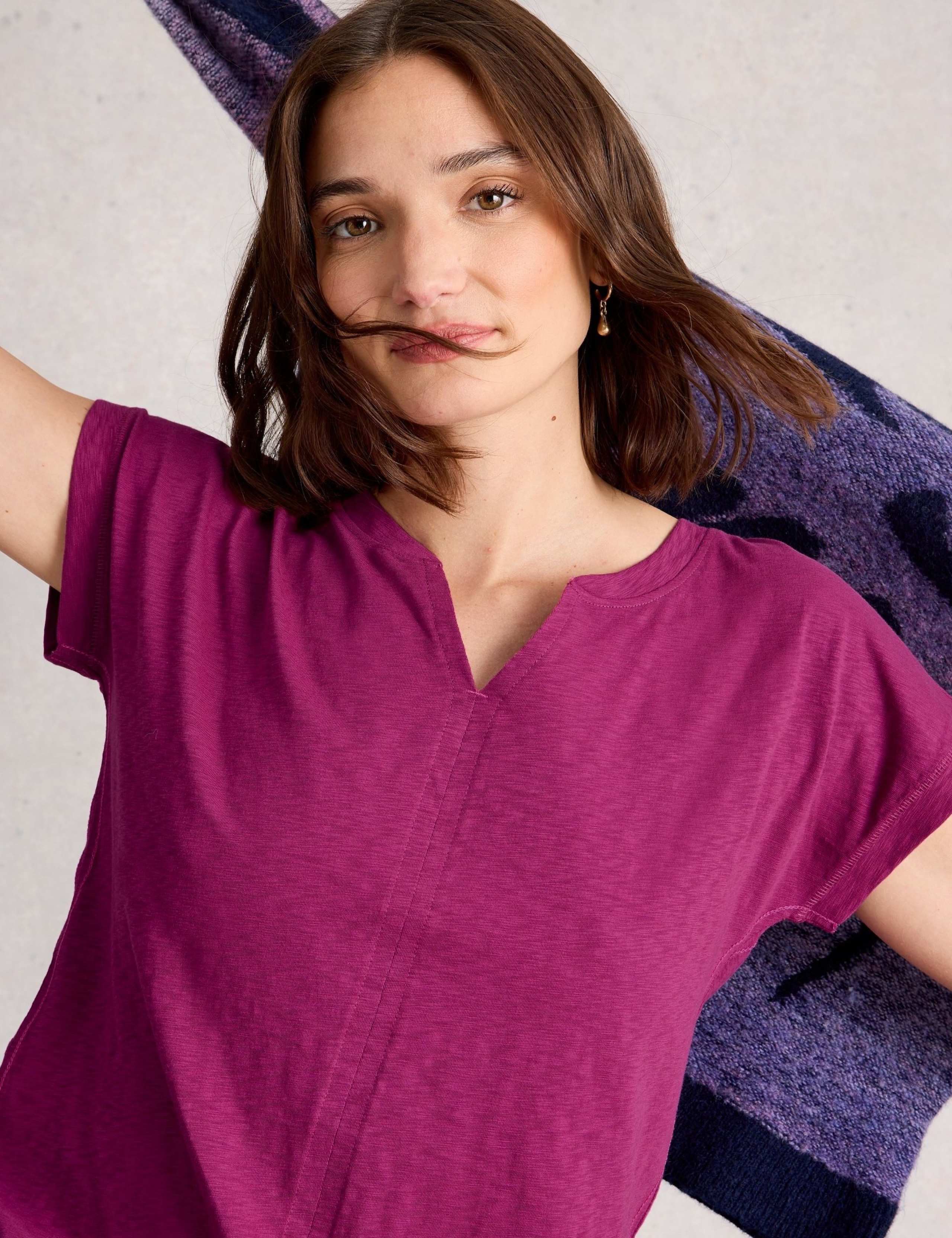 Pure Cotton Notch Neck T-Shirt 6 of 6