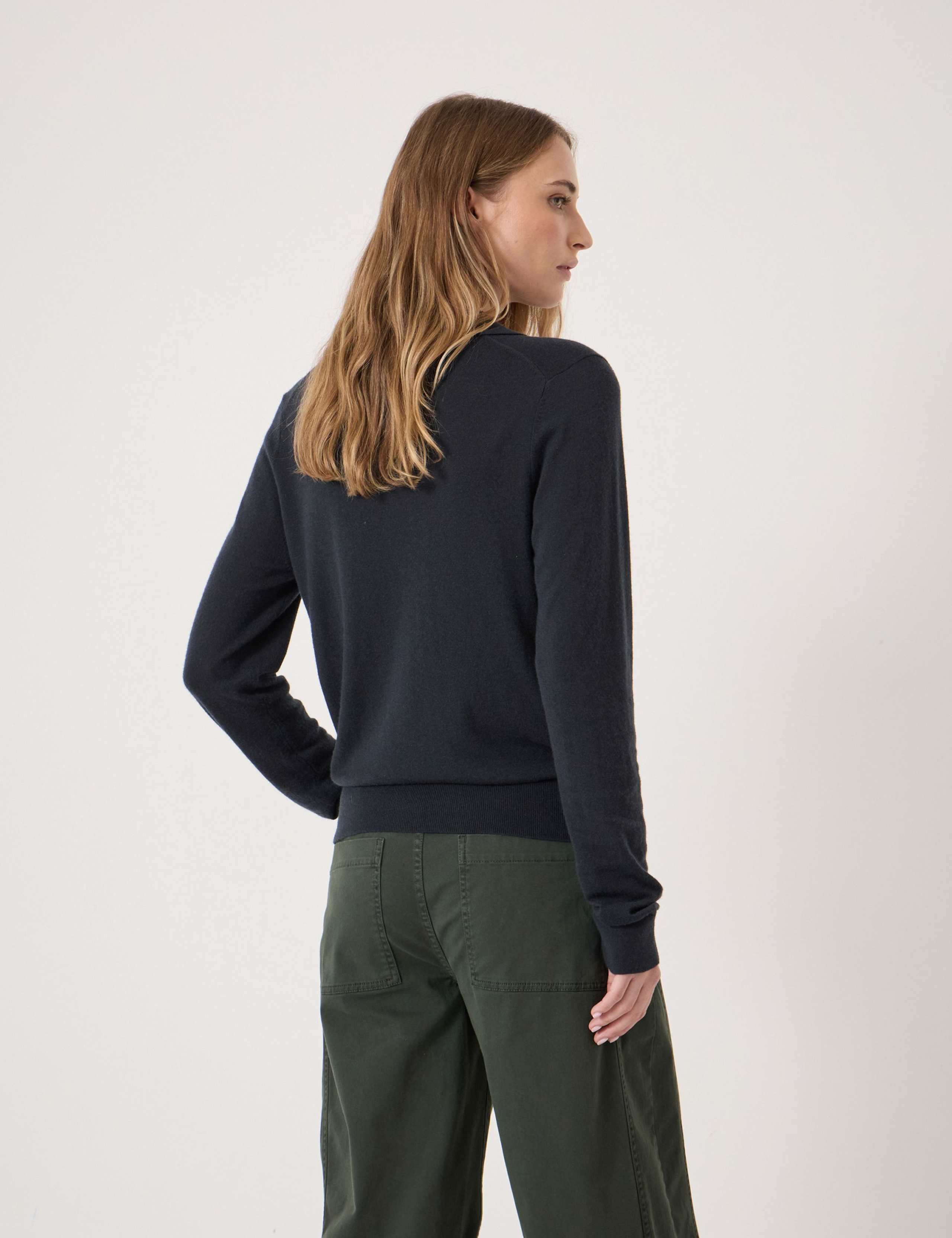 Merino Blend Long Sleeve Polo Top 4 of 5