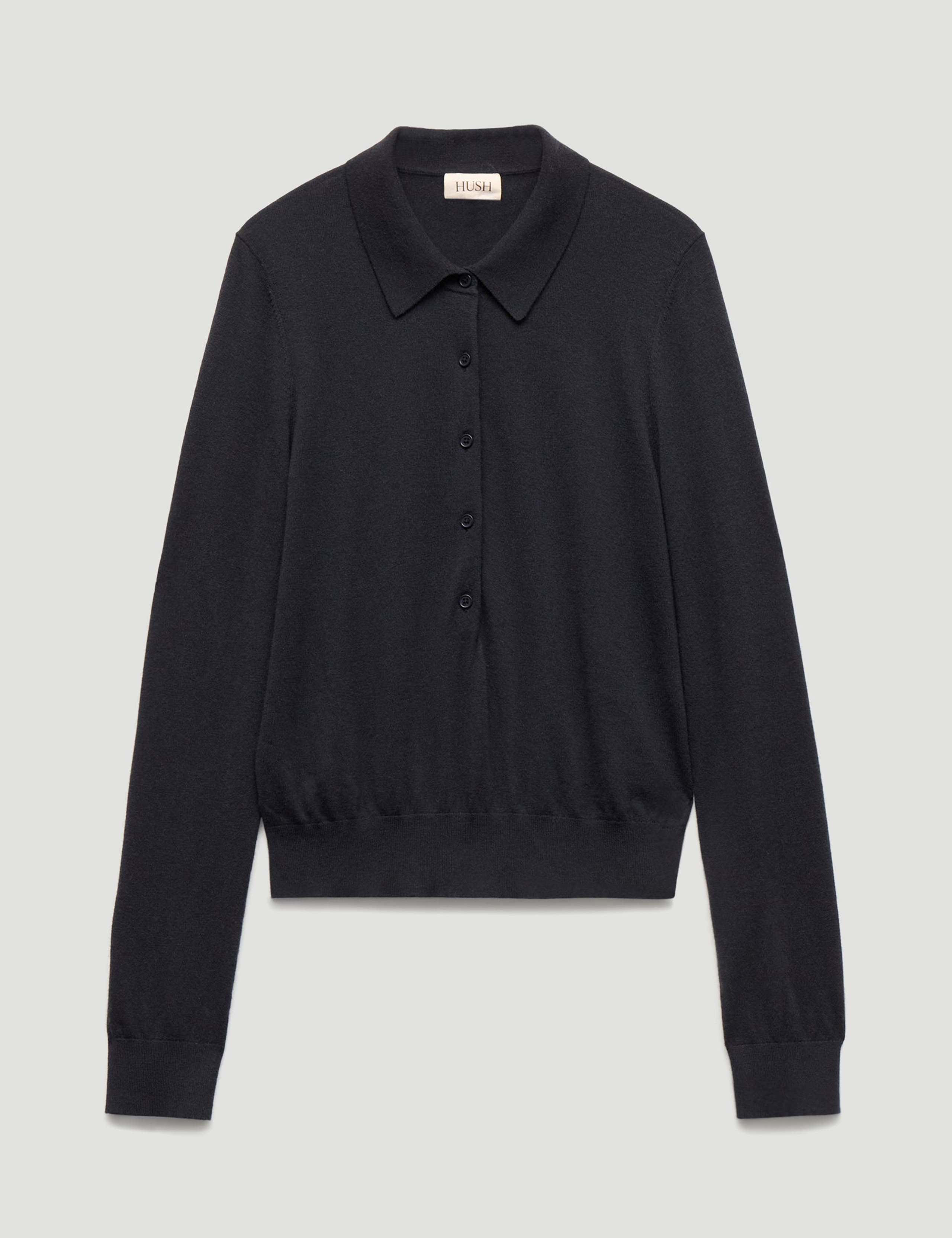 Merino Blend Long Sleeve Polo Top 2 of 5