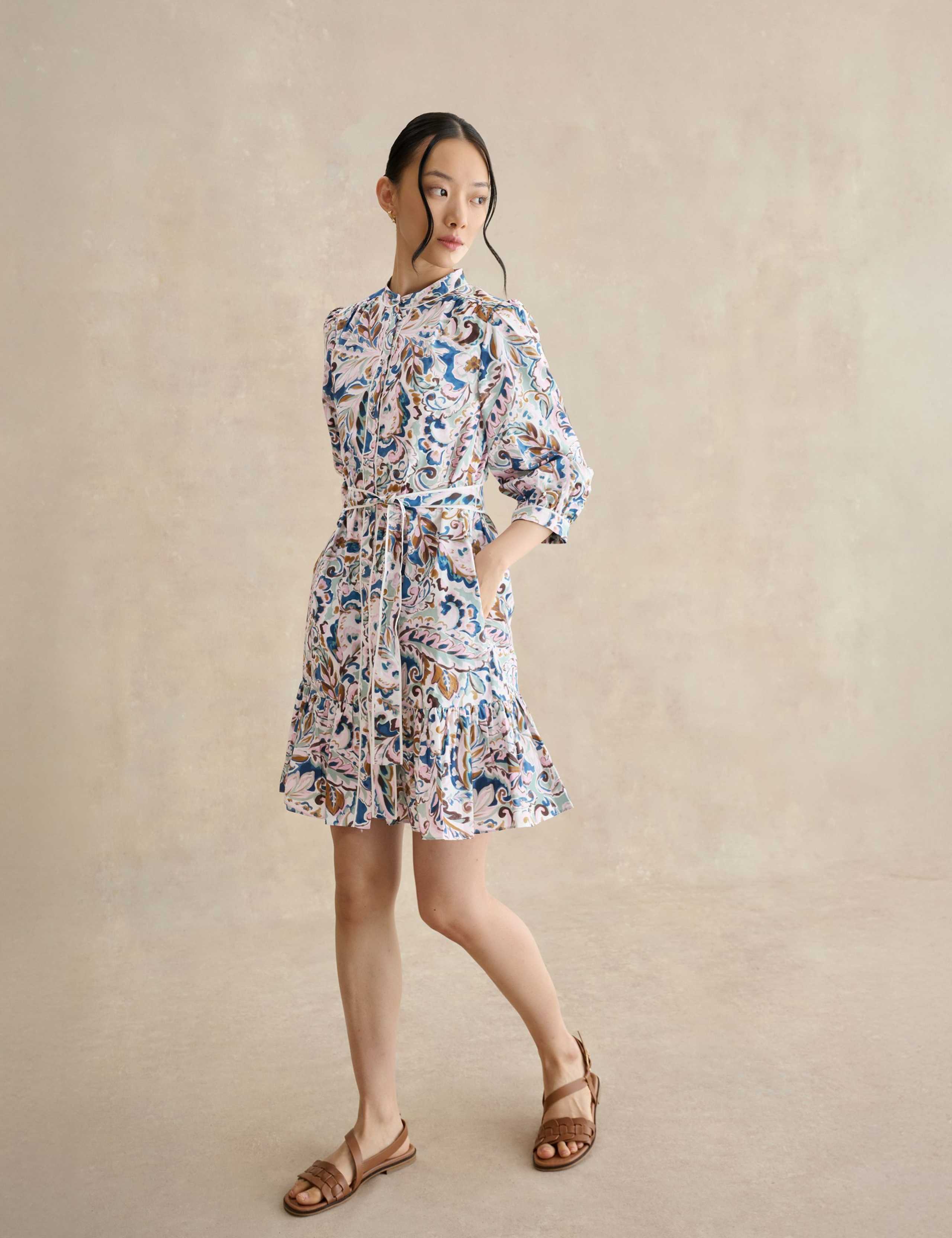 Pure Cotton Paisley Mini Tiered Dress 1 of 5