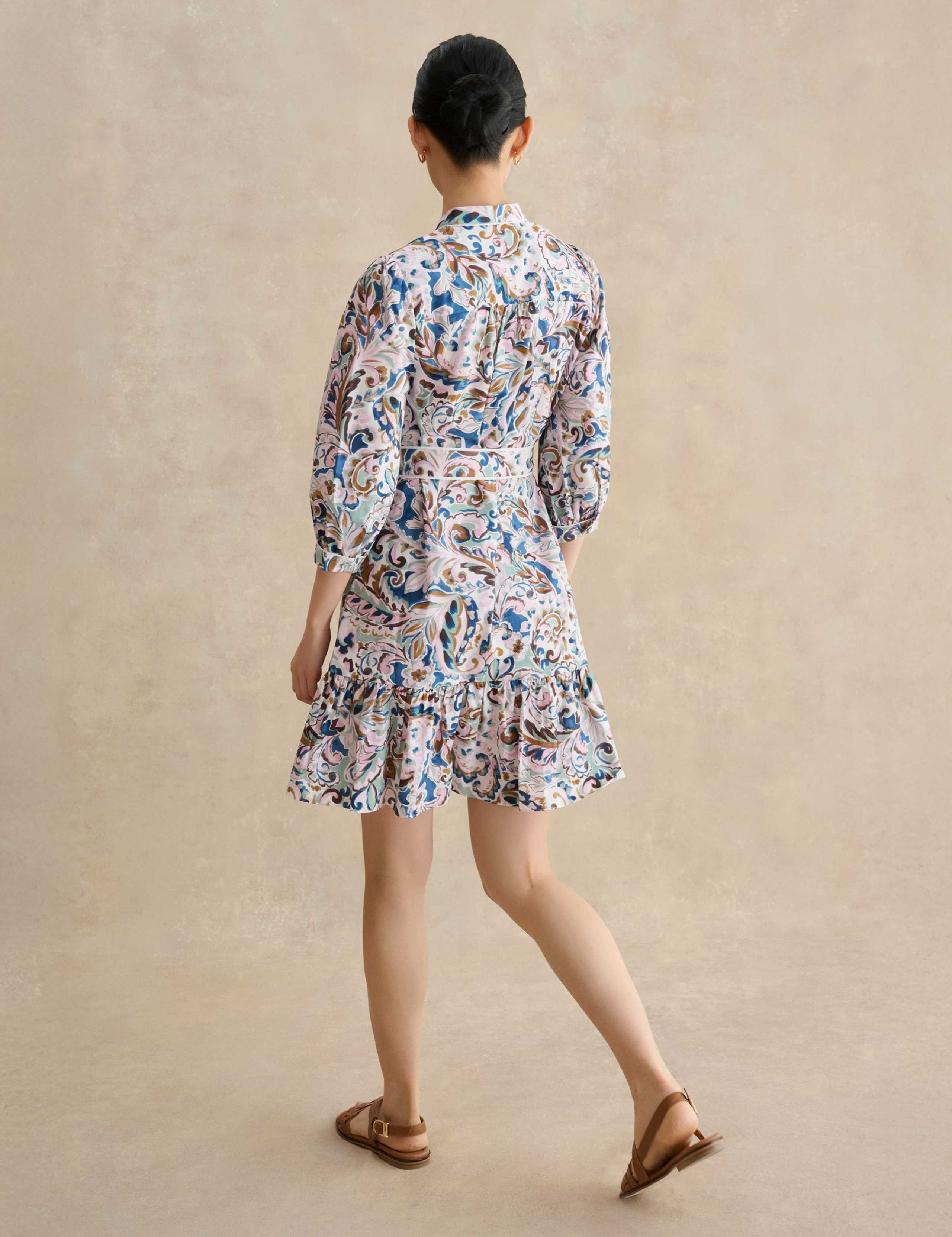 Pure Cotton Paisley Mini Tiered Dress 3 of 5