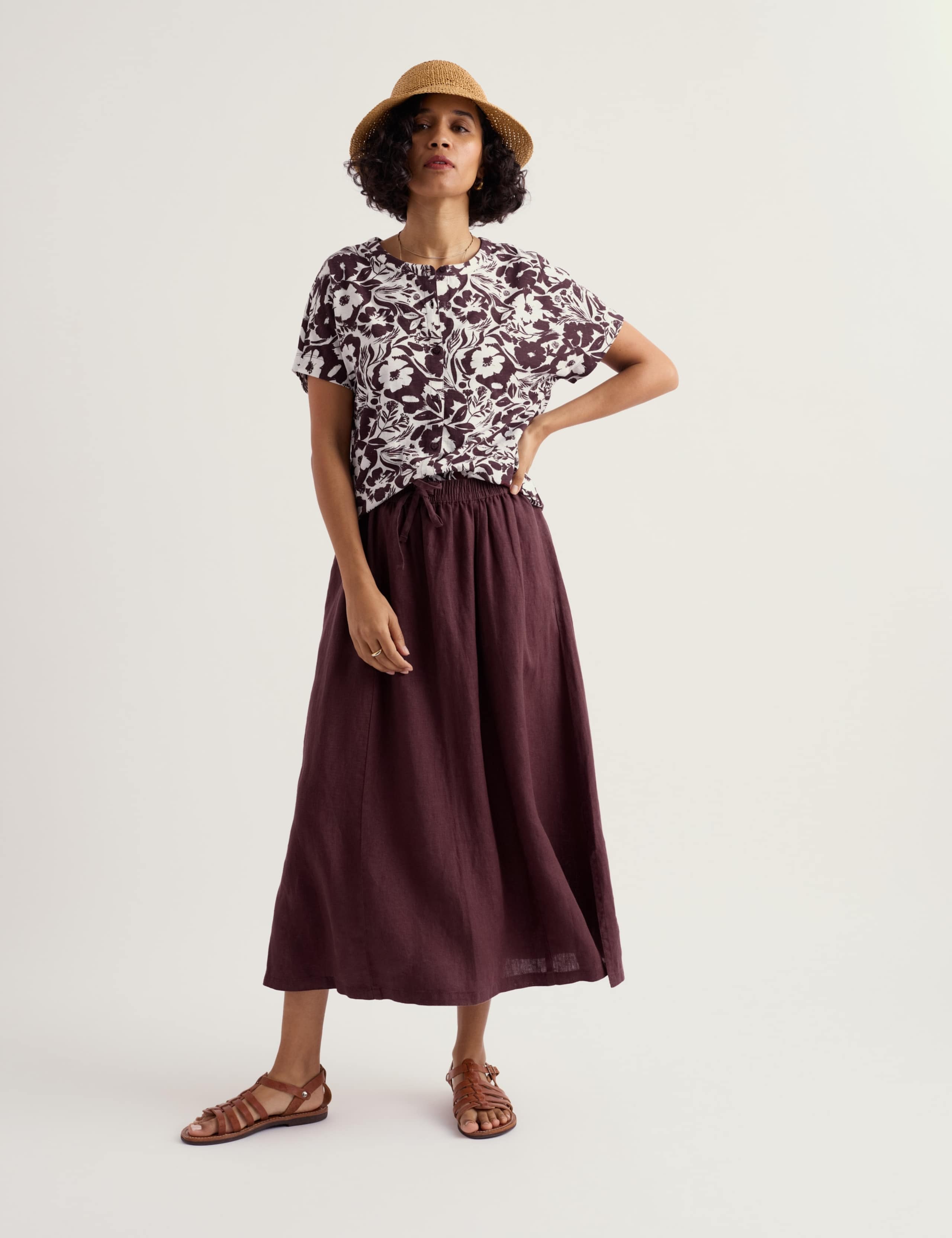 Pure Cotton Floral Button Through Top 3 of 5