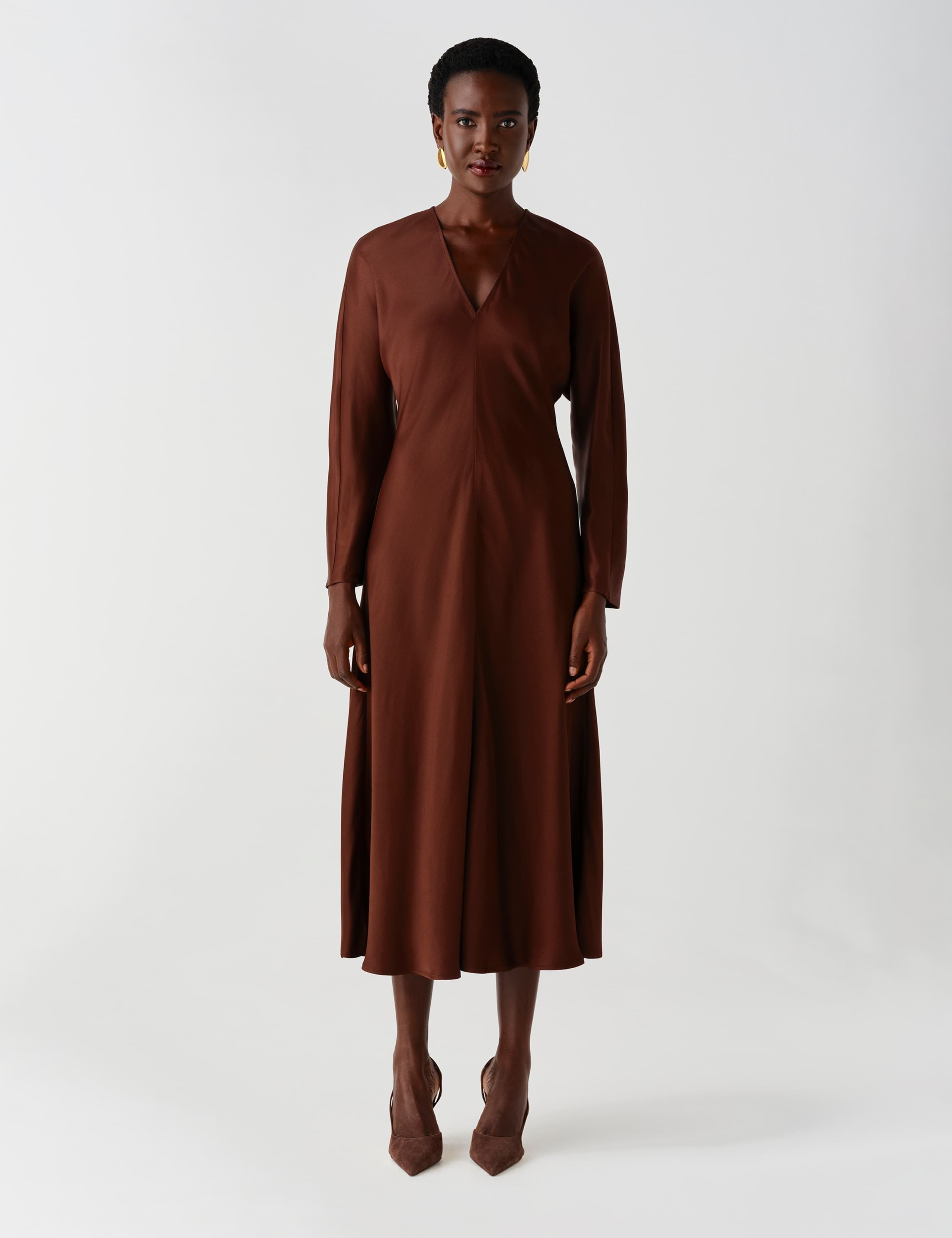 Satin V Neck Wrap Midaxi Column Dress 1 of 11