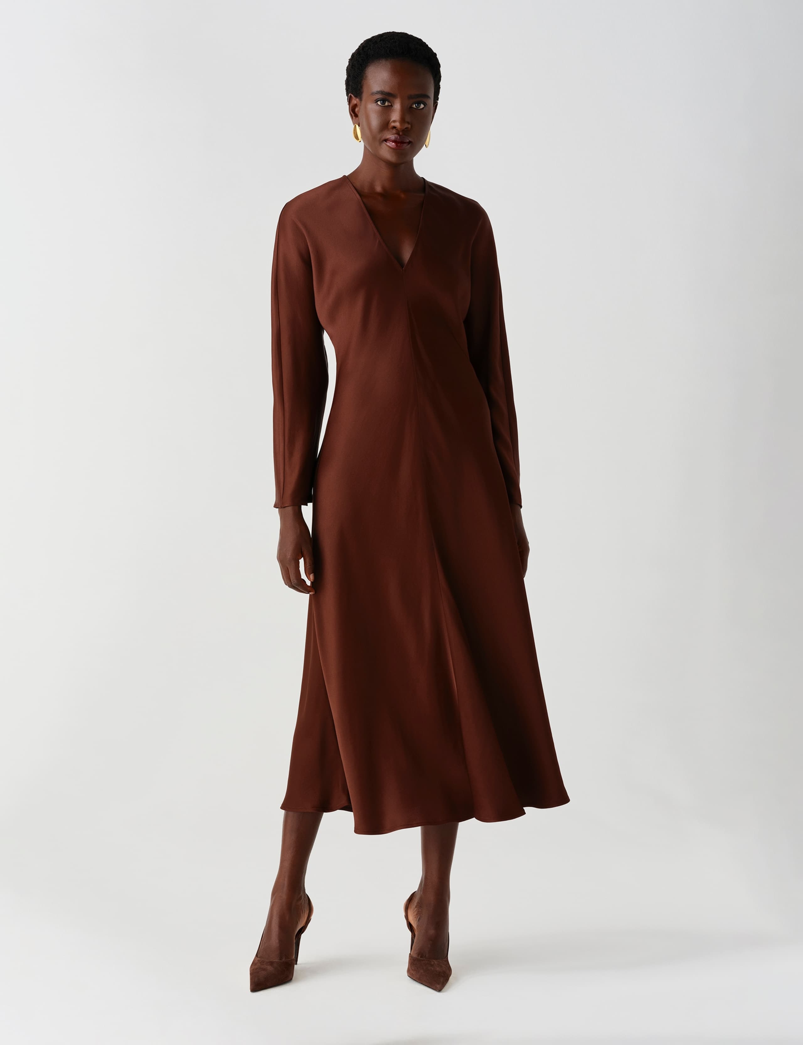 Satin V Neck Wrap Midaxi Column Dress 2 of 11