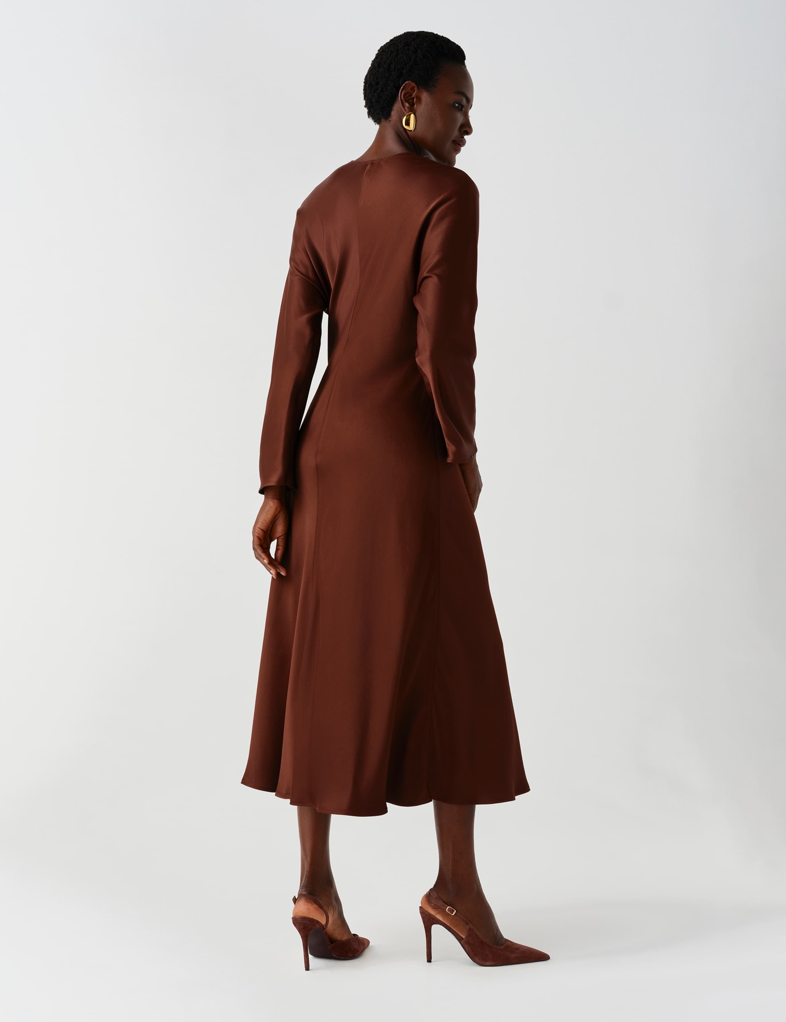 Satin V Neck Wrap Midaxi Column Dress 11 of 11