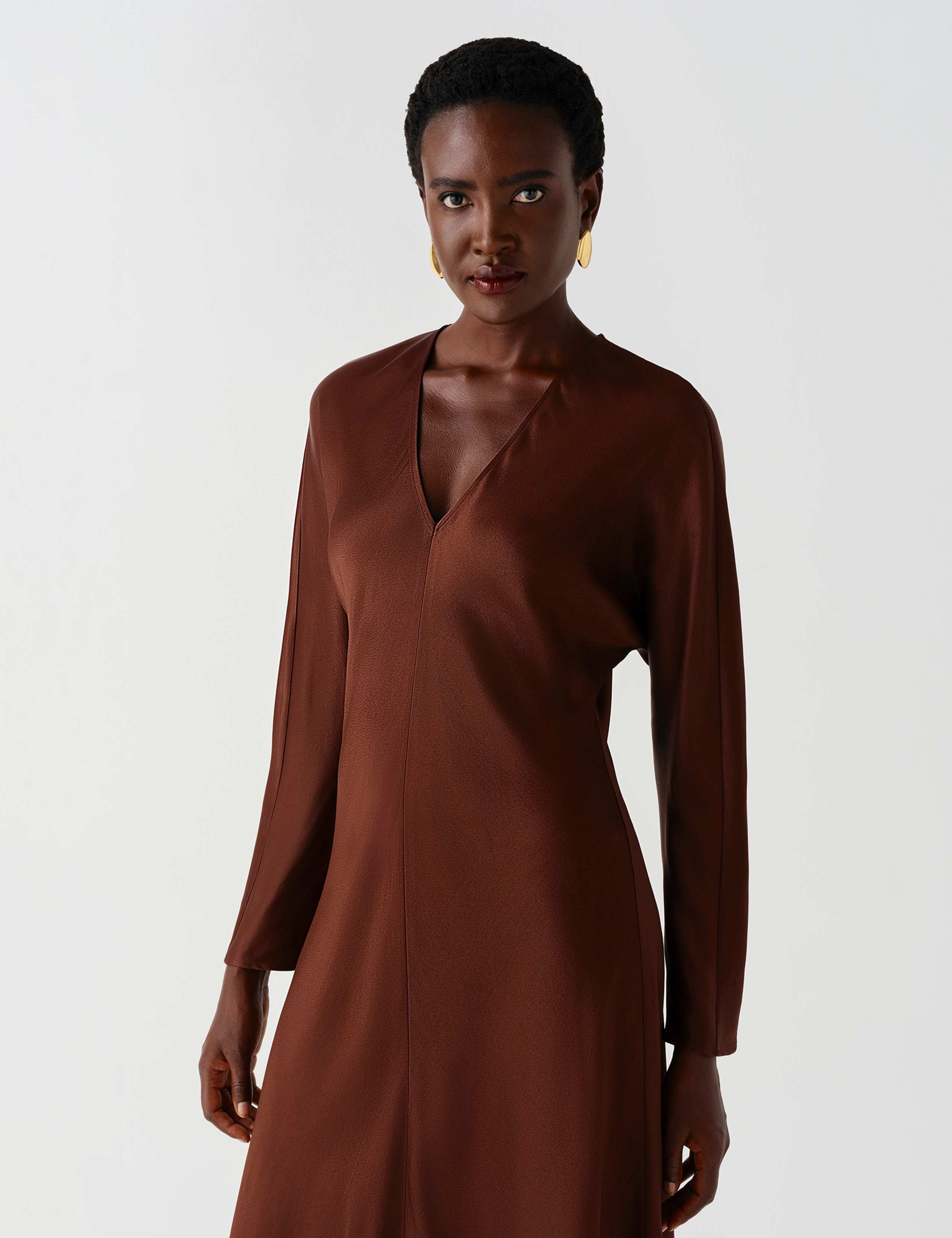 Satin V Neck Wrap Midaxi Column Dress 6 of 11