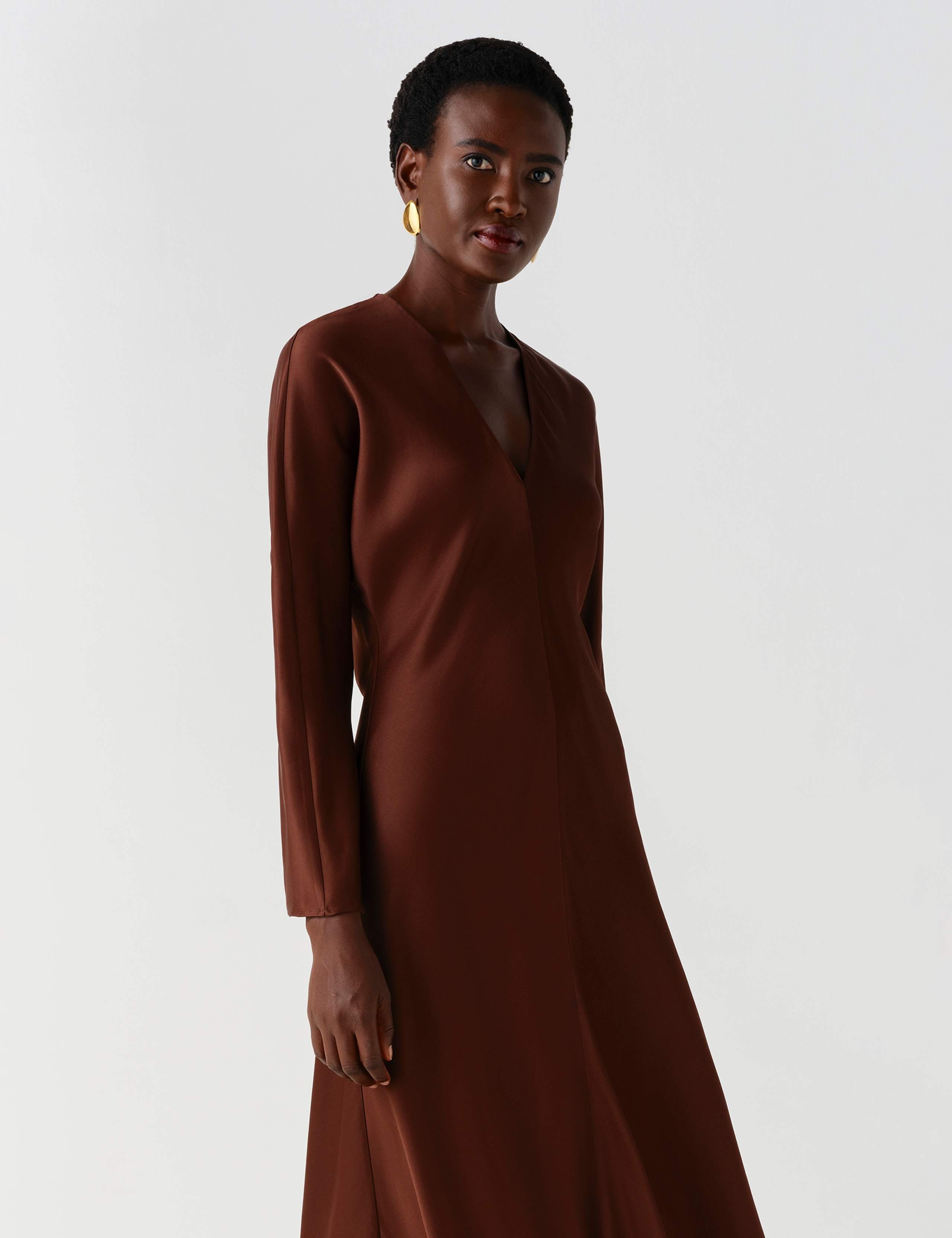 Satin V Neck Wrap Midaxi Column Dress 7 of 11