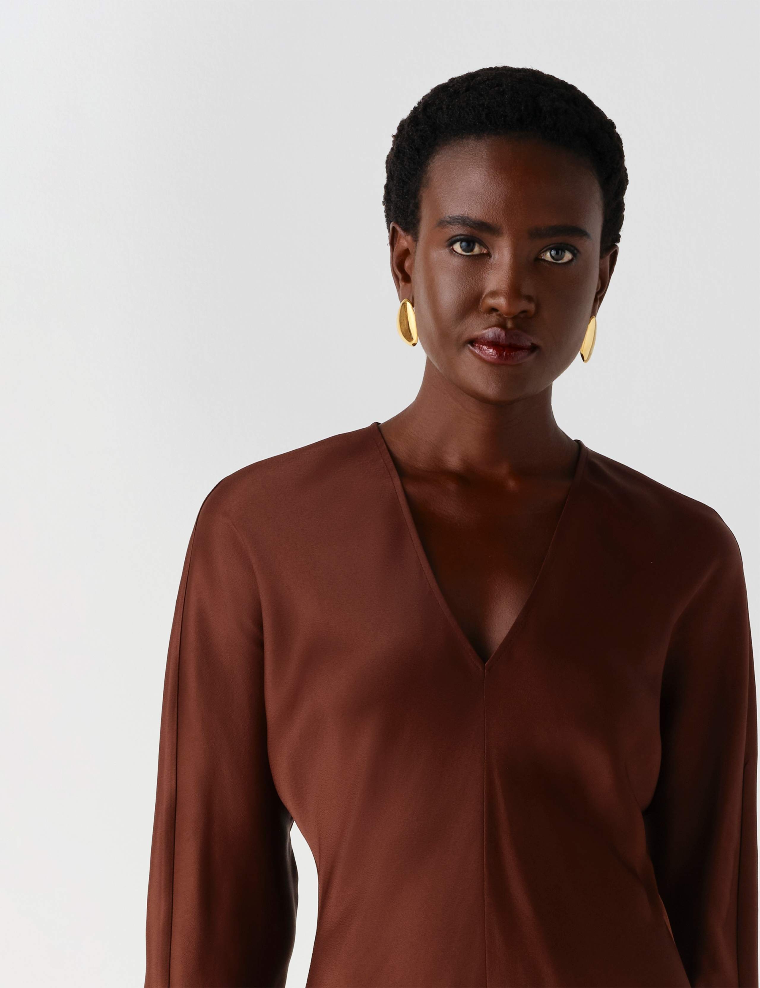 Satin V Neck Wrap Midaxi Column Dress 8 of 11