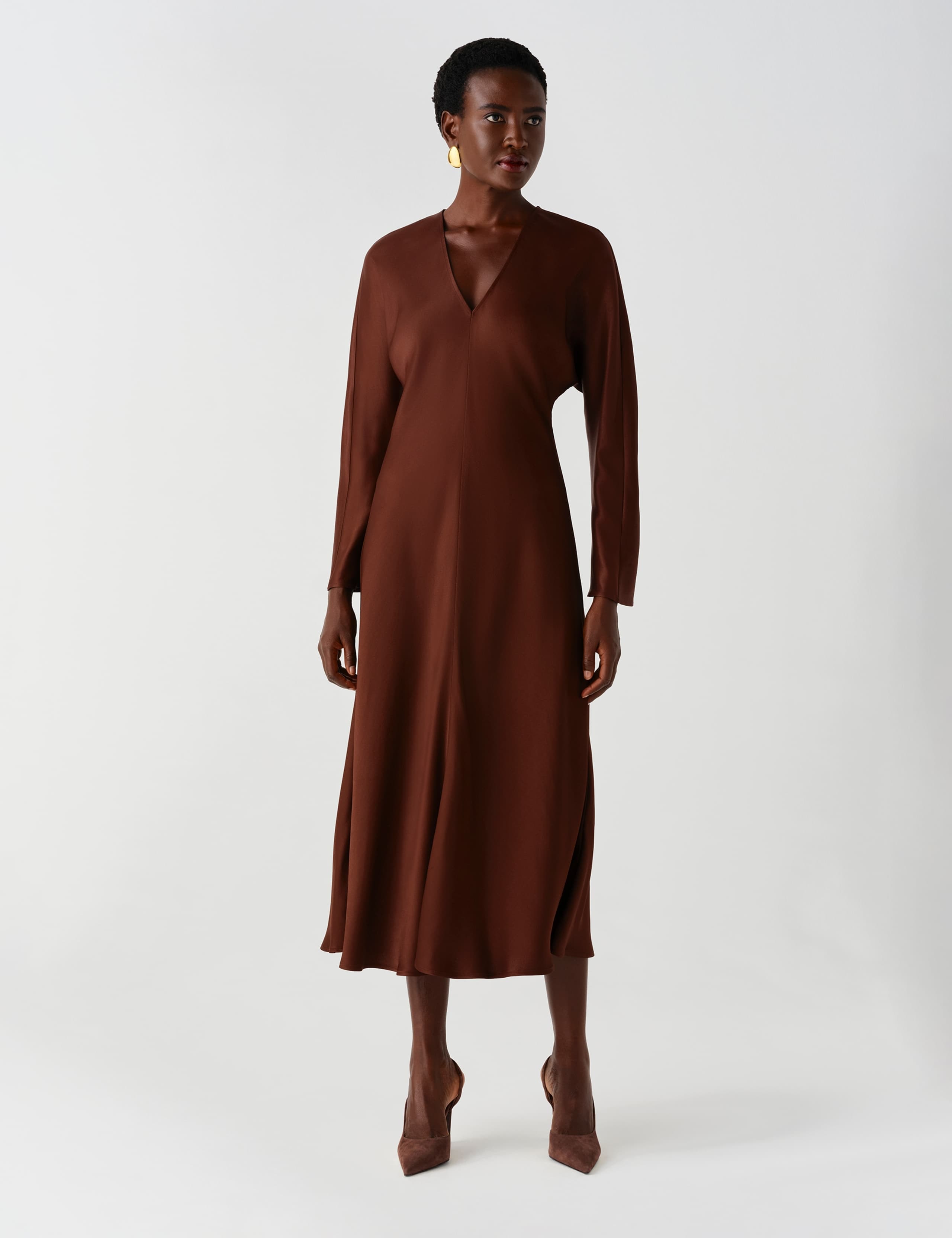Satin V Neck Wrap Midaxi Column Dress 10 of 11