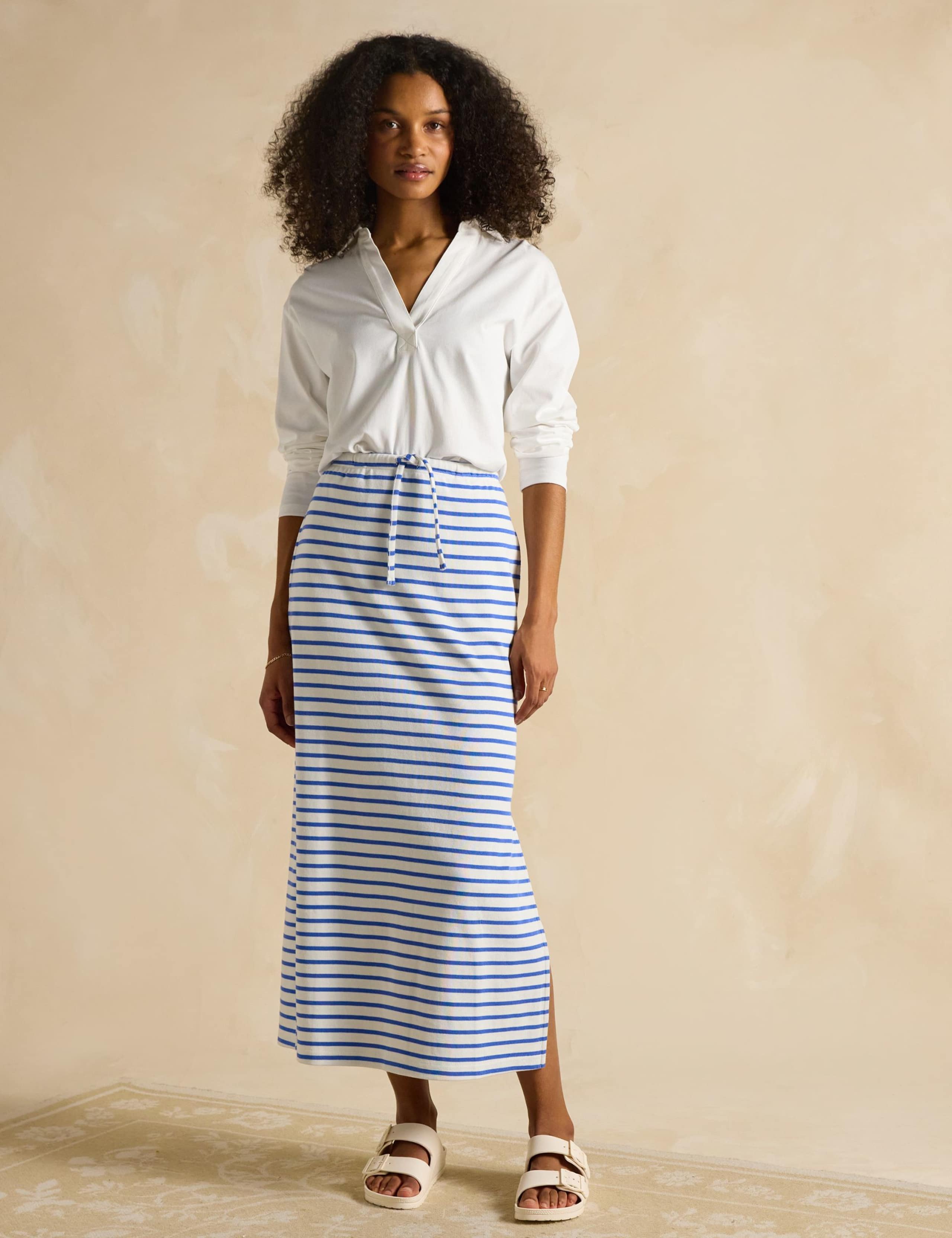 Pure Cotton Striped Midaxi Pencil Skirt 3 of 6