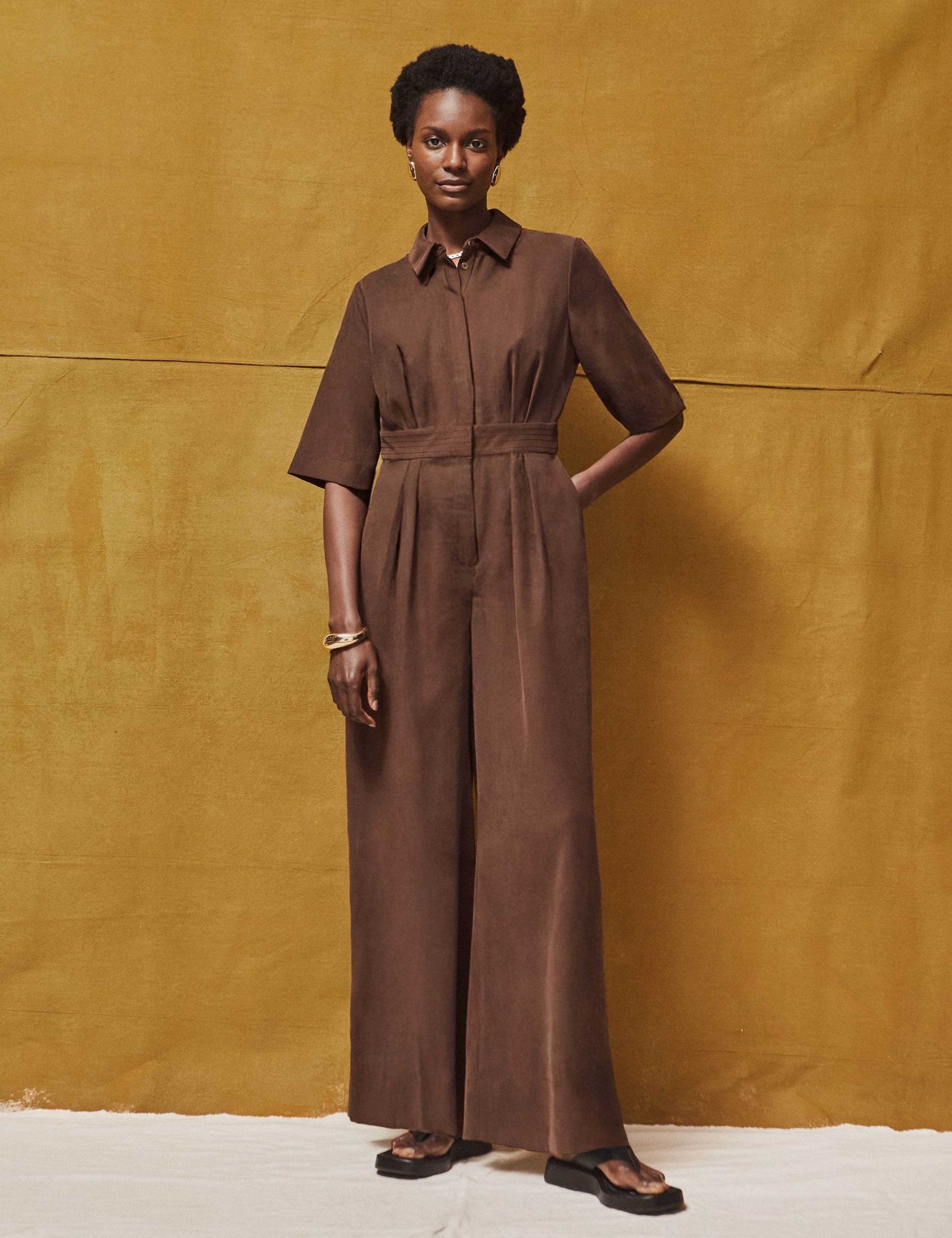 Pleated Short Sleeve Wide Leg Jumpsuit 2 of 6