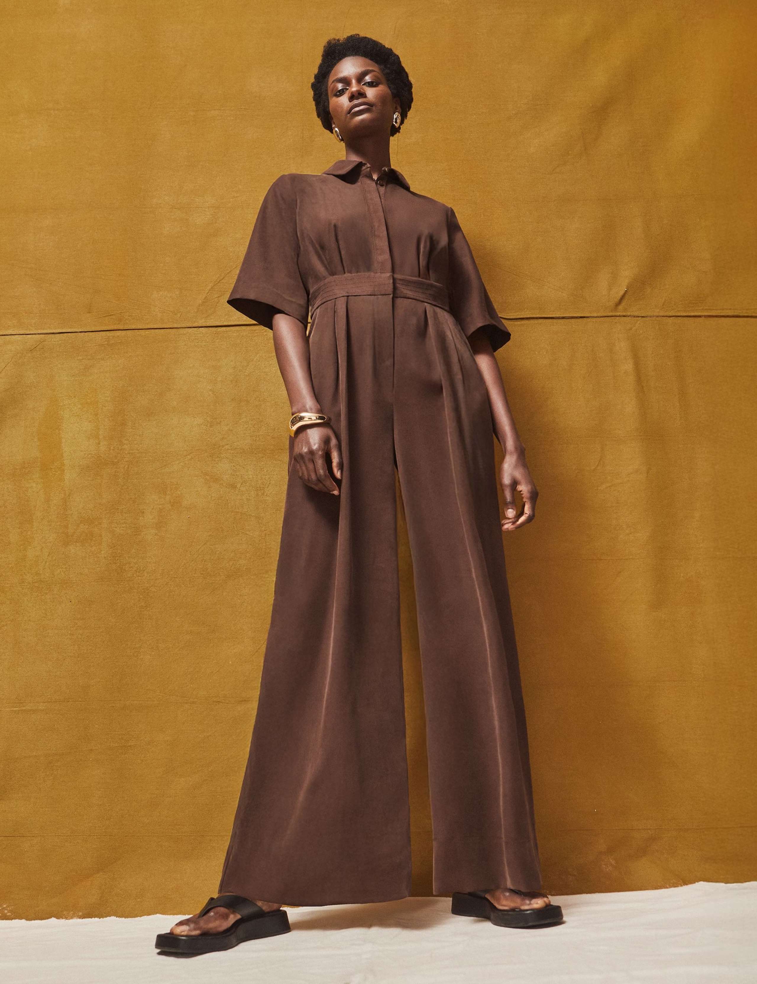 Pleated Short Sleeve Wide Leg Jumpsuit 3 of 6