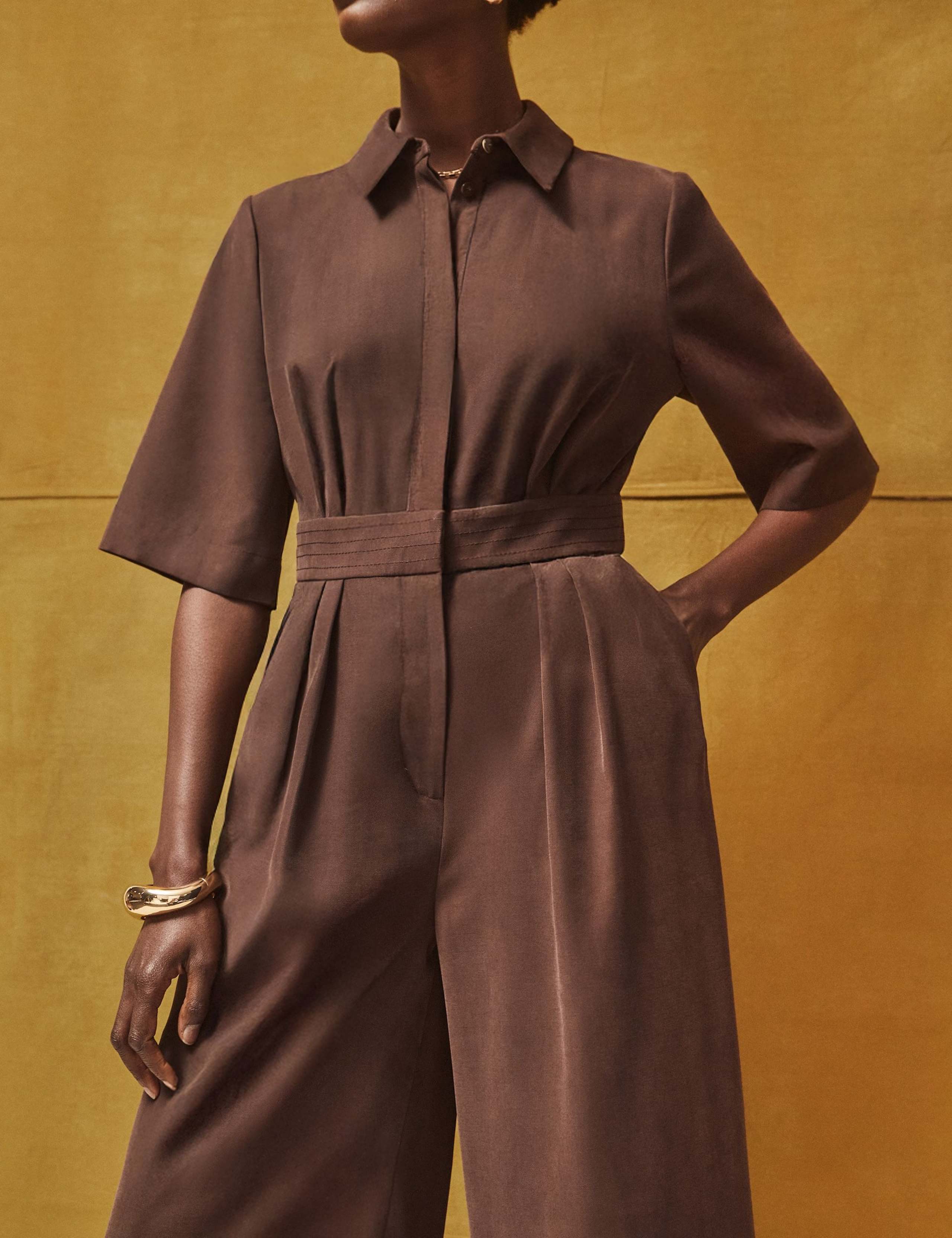 Pleated Short Sleeve Wide Leg Jumpsuit 6 of 6