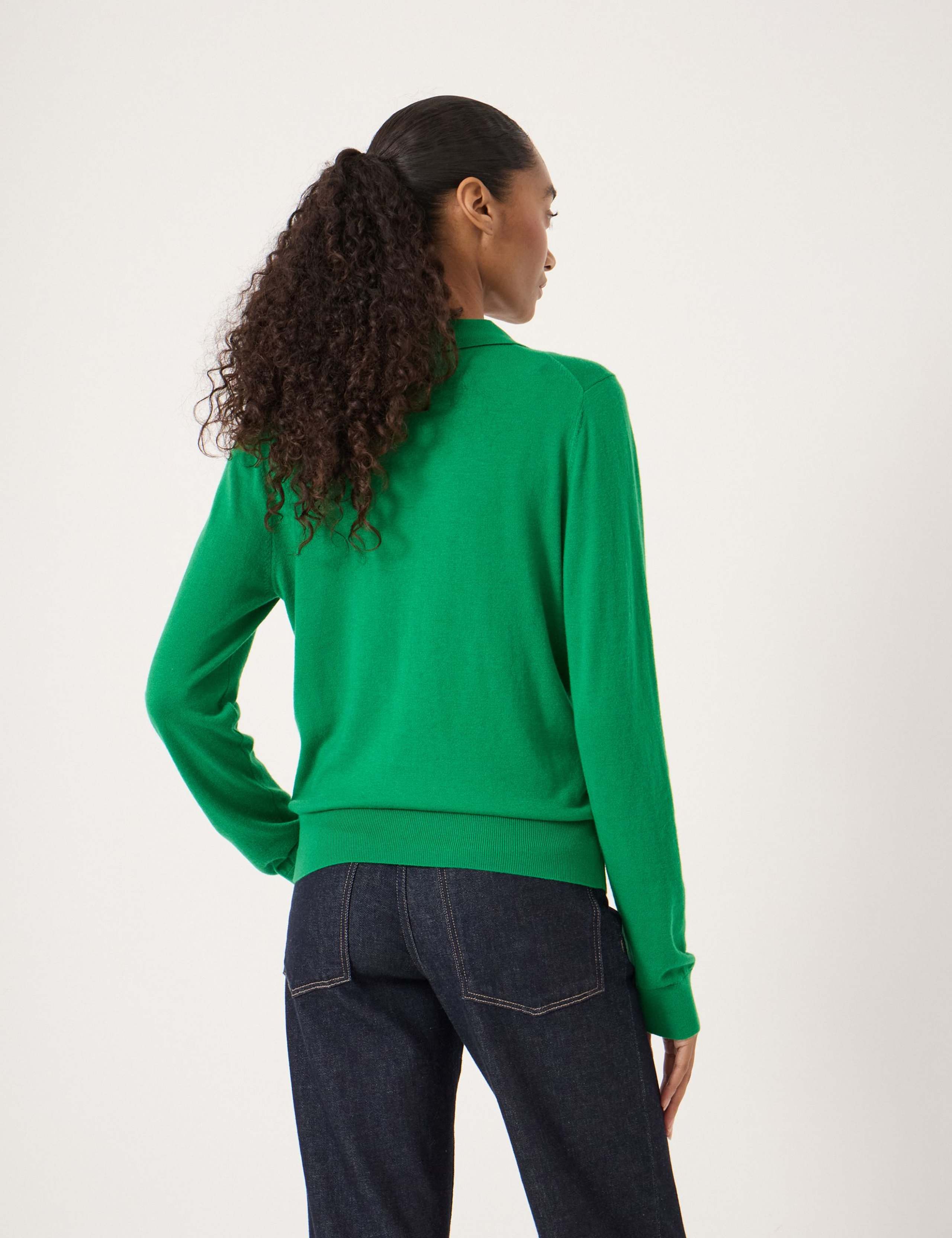 Merino Blend Long Sleeve Polo Top 4 of 5