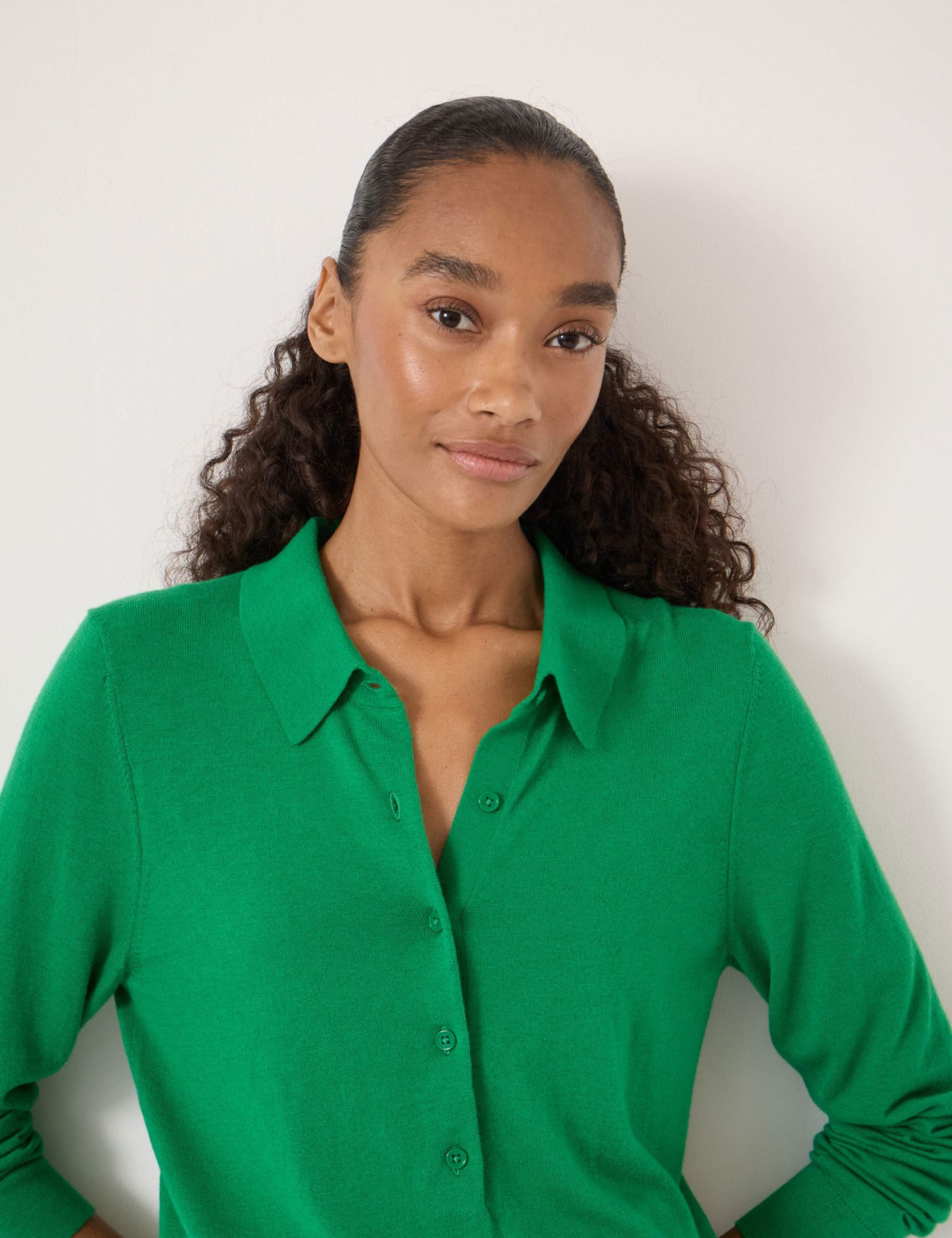 Merino Blend Long Sleeve Polo Top 6 of 6