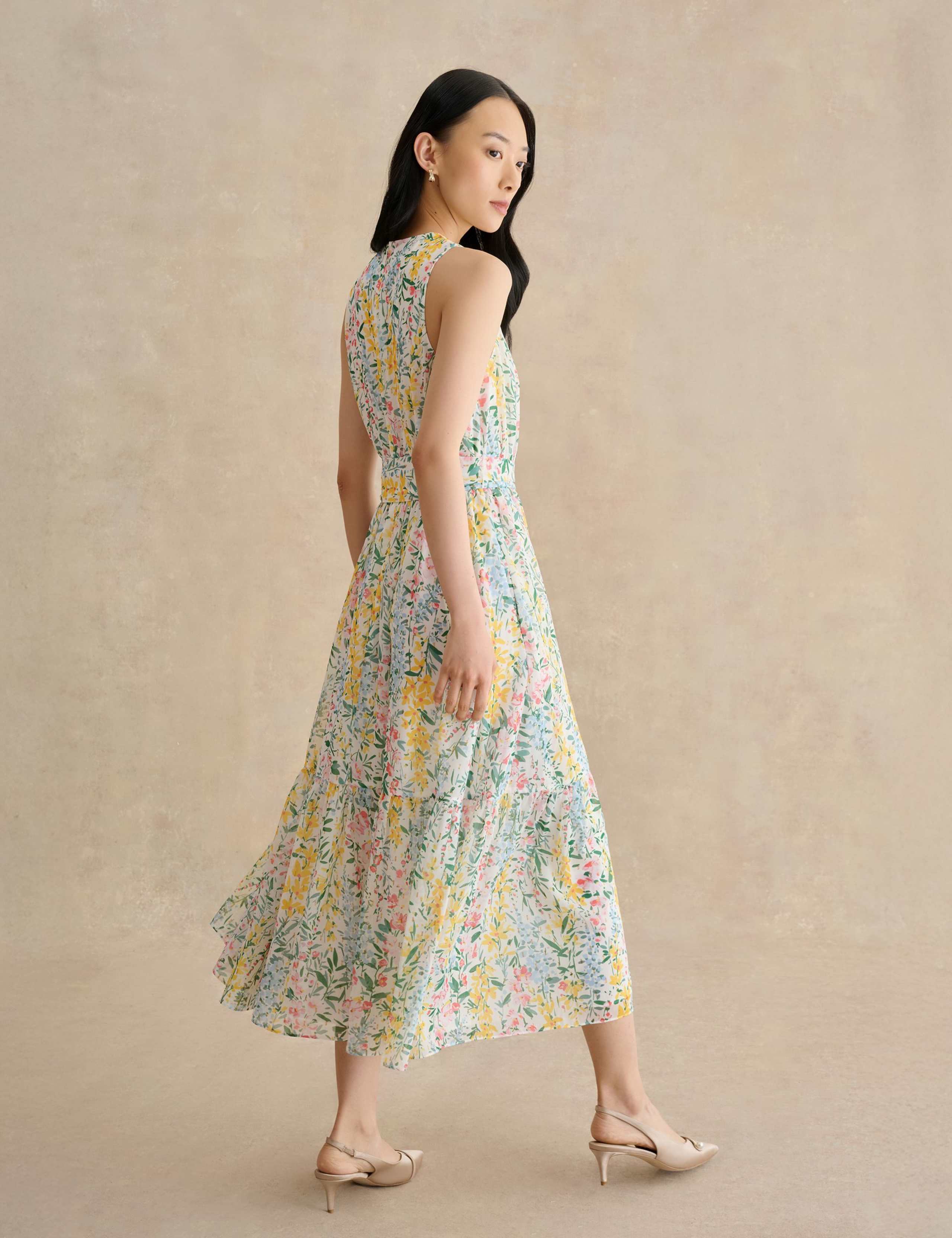 Floral Belted Midi Waisted Dress 3 of 5