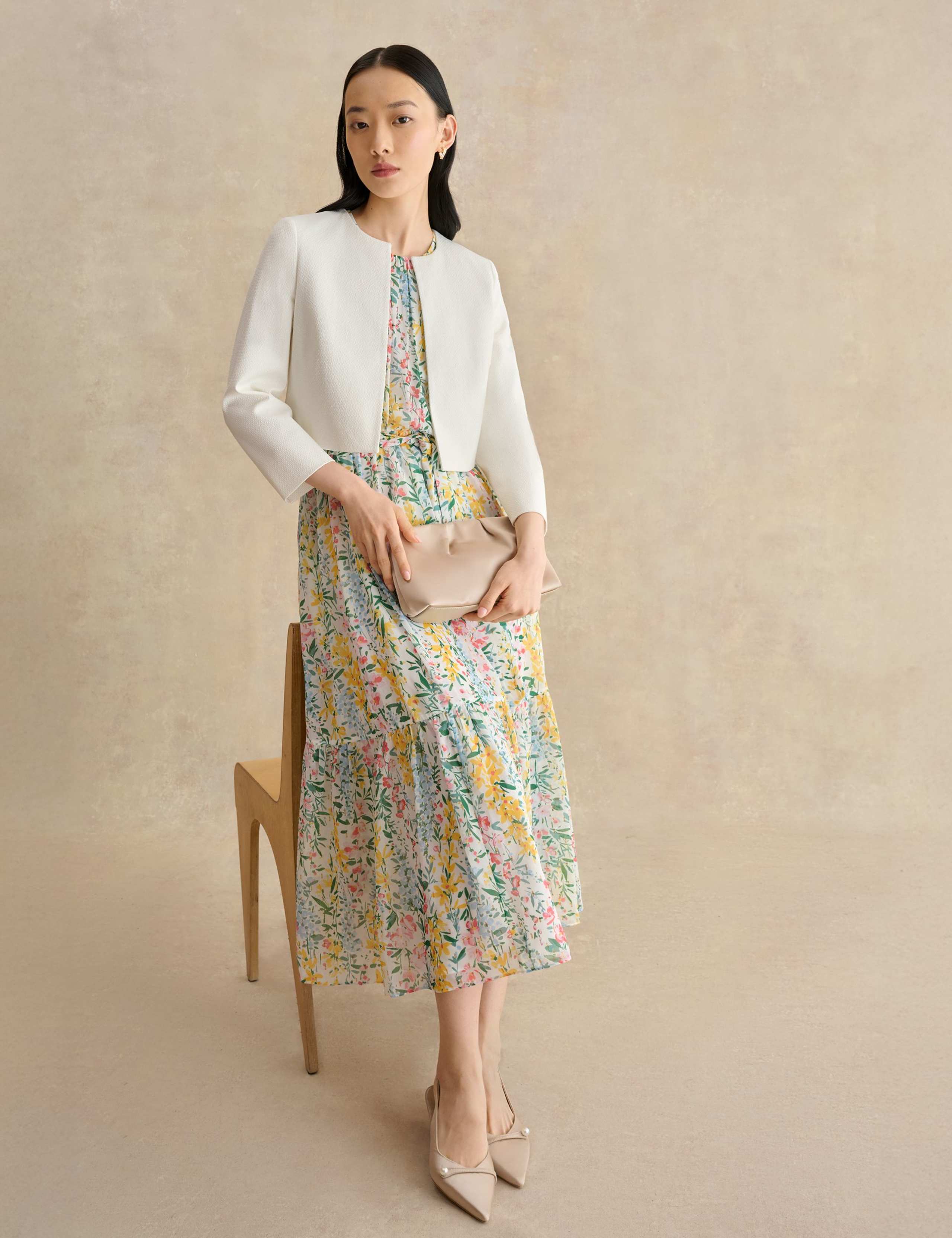 Floral Belted Midi Waisted Dress 4 of 5