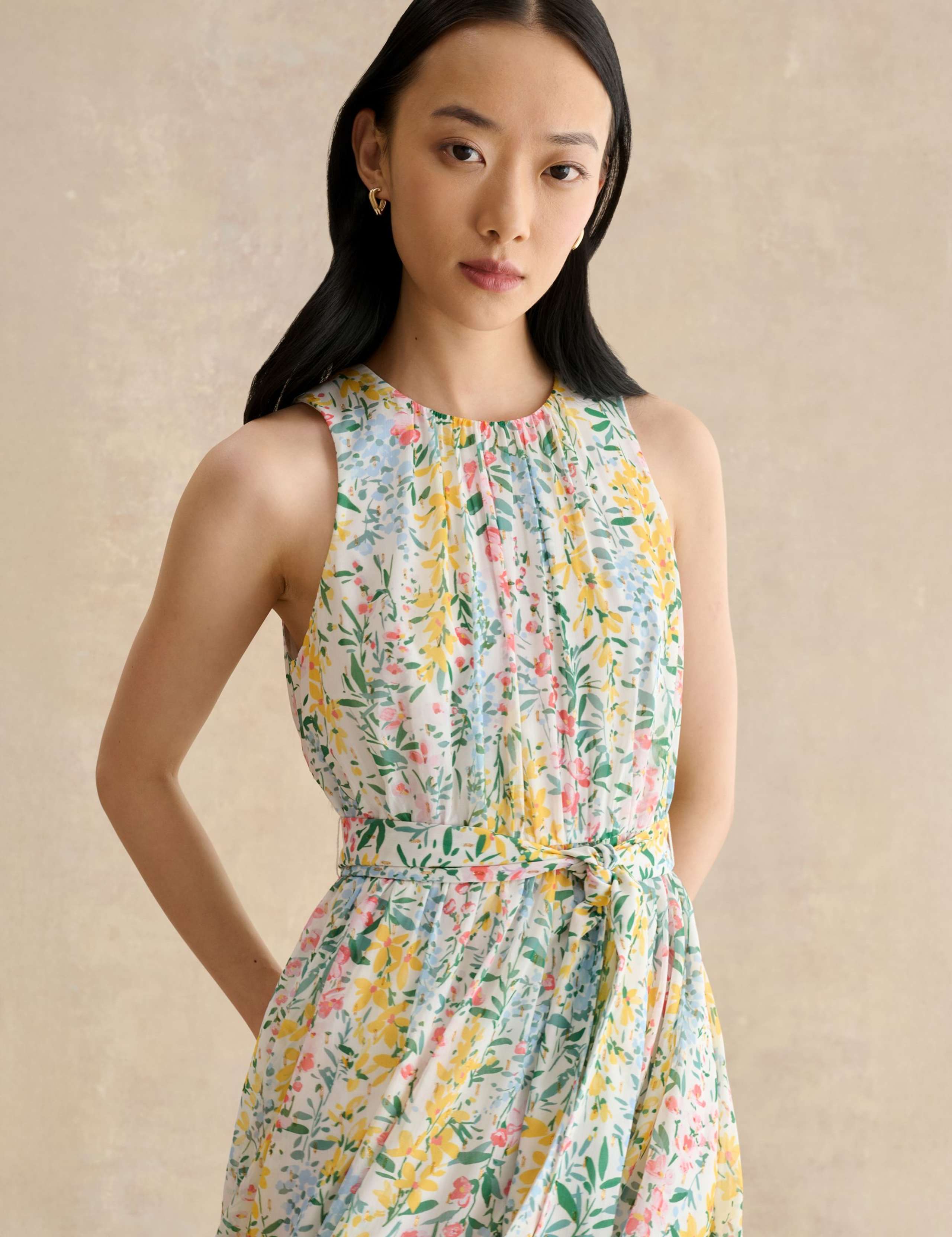 Floral Belted Midi Waisted Dress 5 of 5