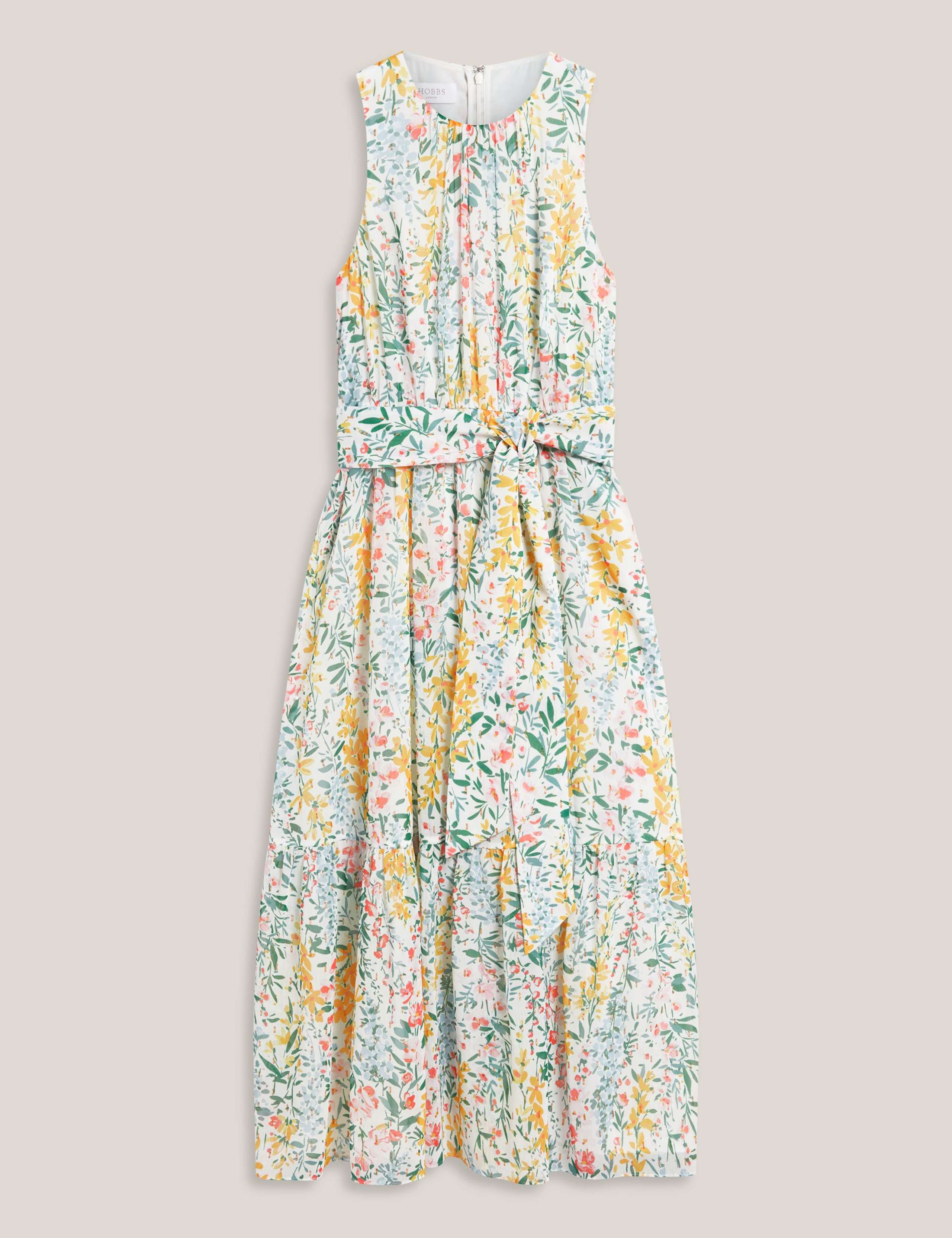 Floral Belted Midi Waisted Dress 2 of 5