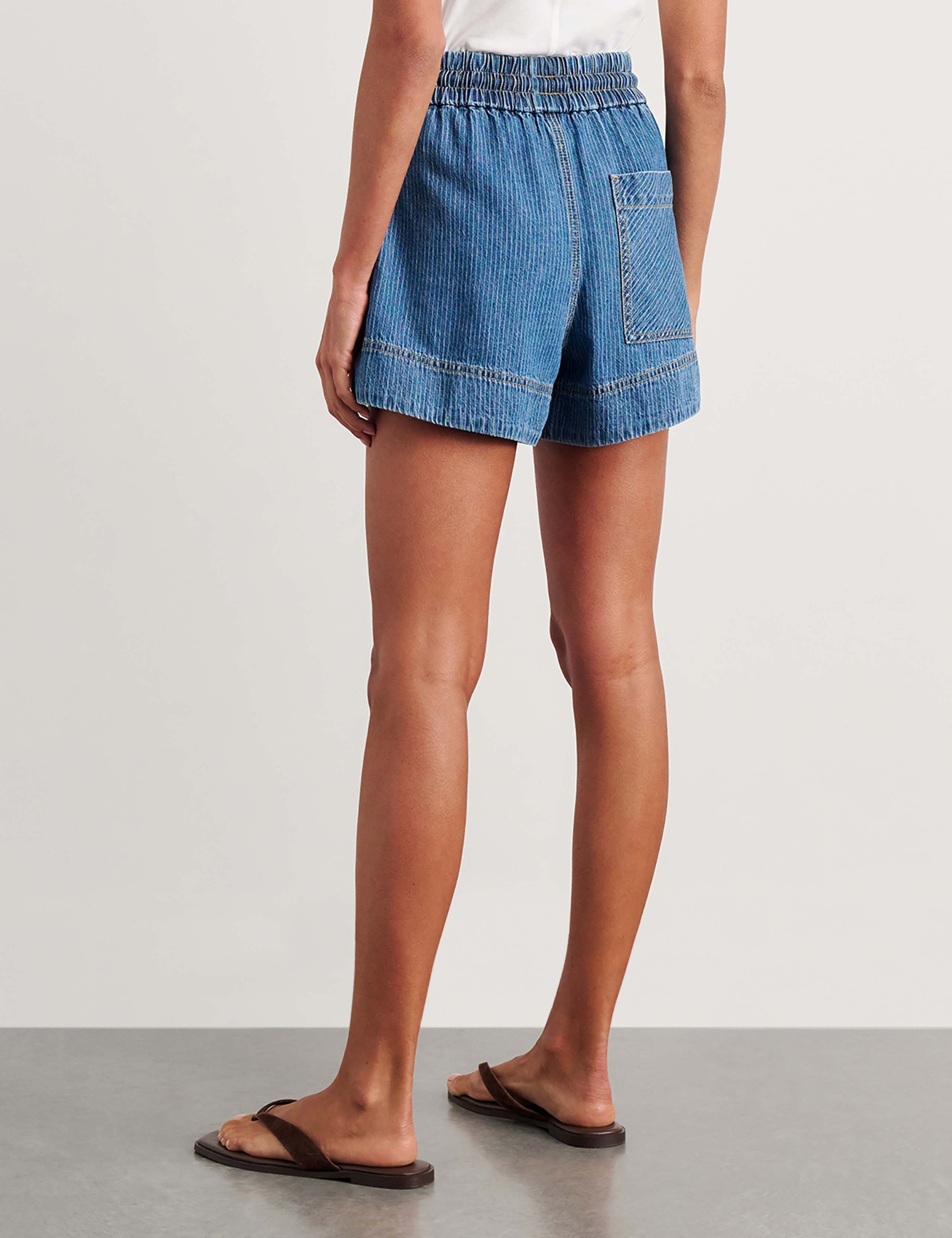 Denim Striped High Waisted Shorts 6 of 7