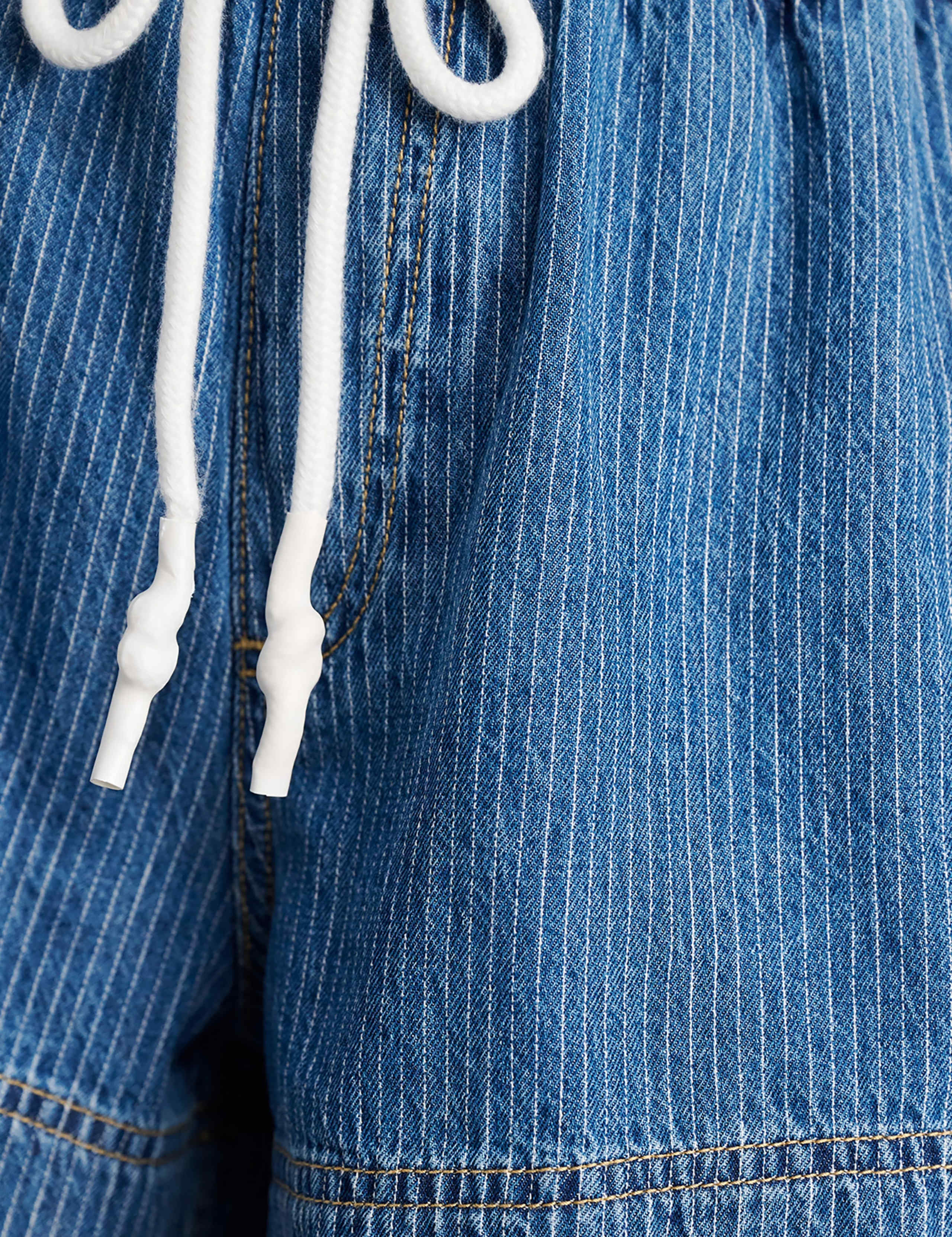 Denim Striped High Waisted Shorts 7 of 7