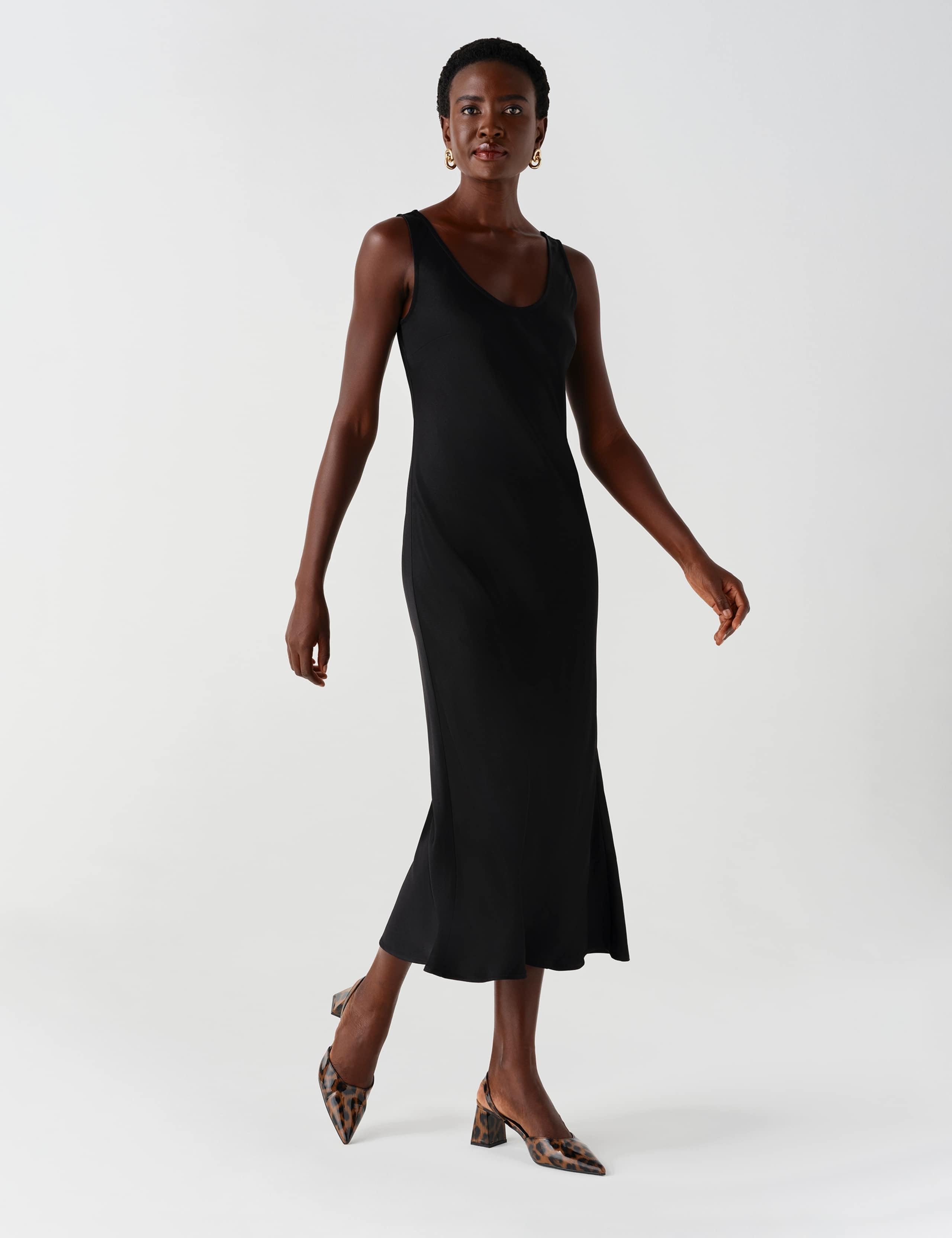 Satin V Neck Midaxi Cami Slip Dress 2 of 10