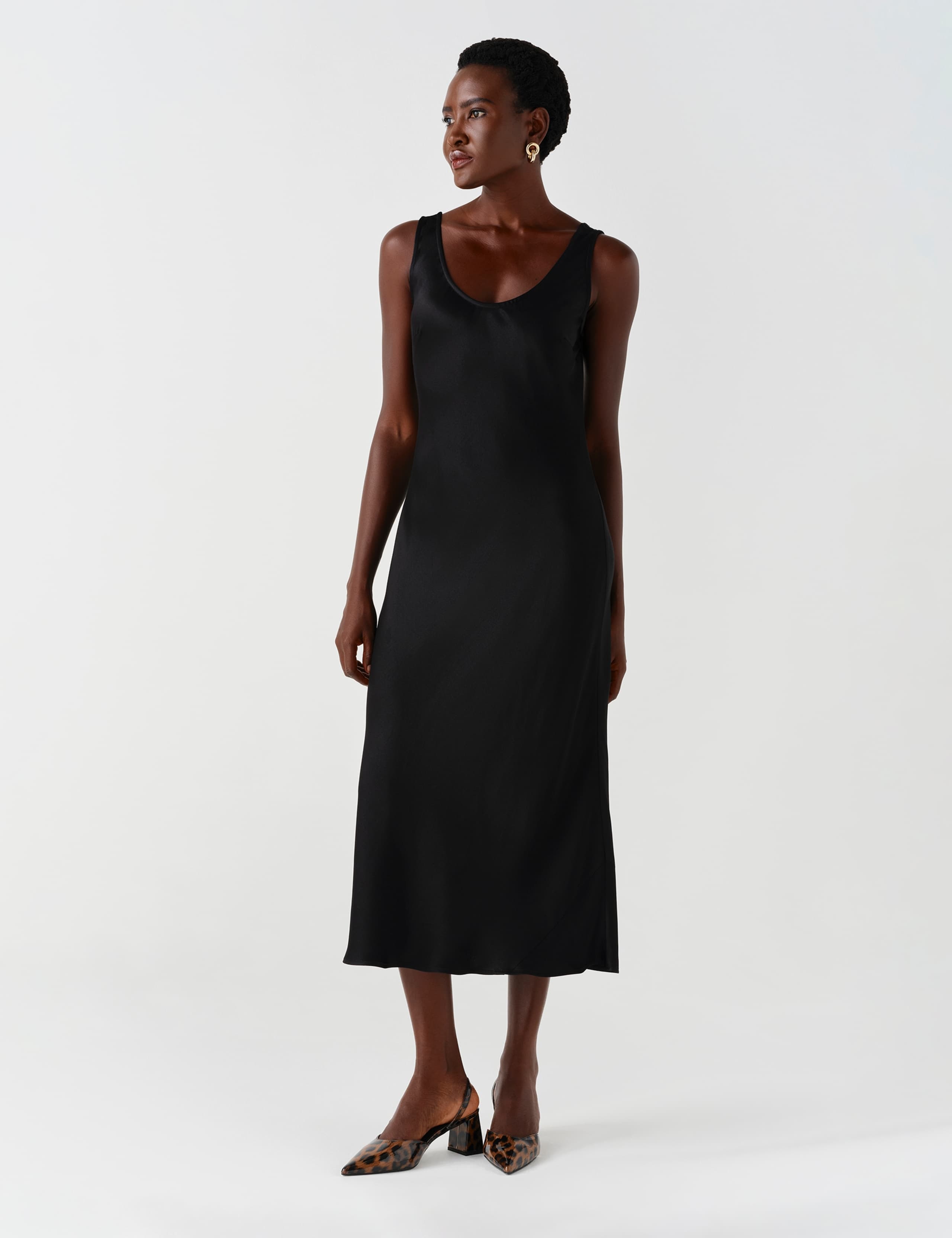 Satin V Neck Midaxi Cami Slip Dress 3 of 10