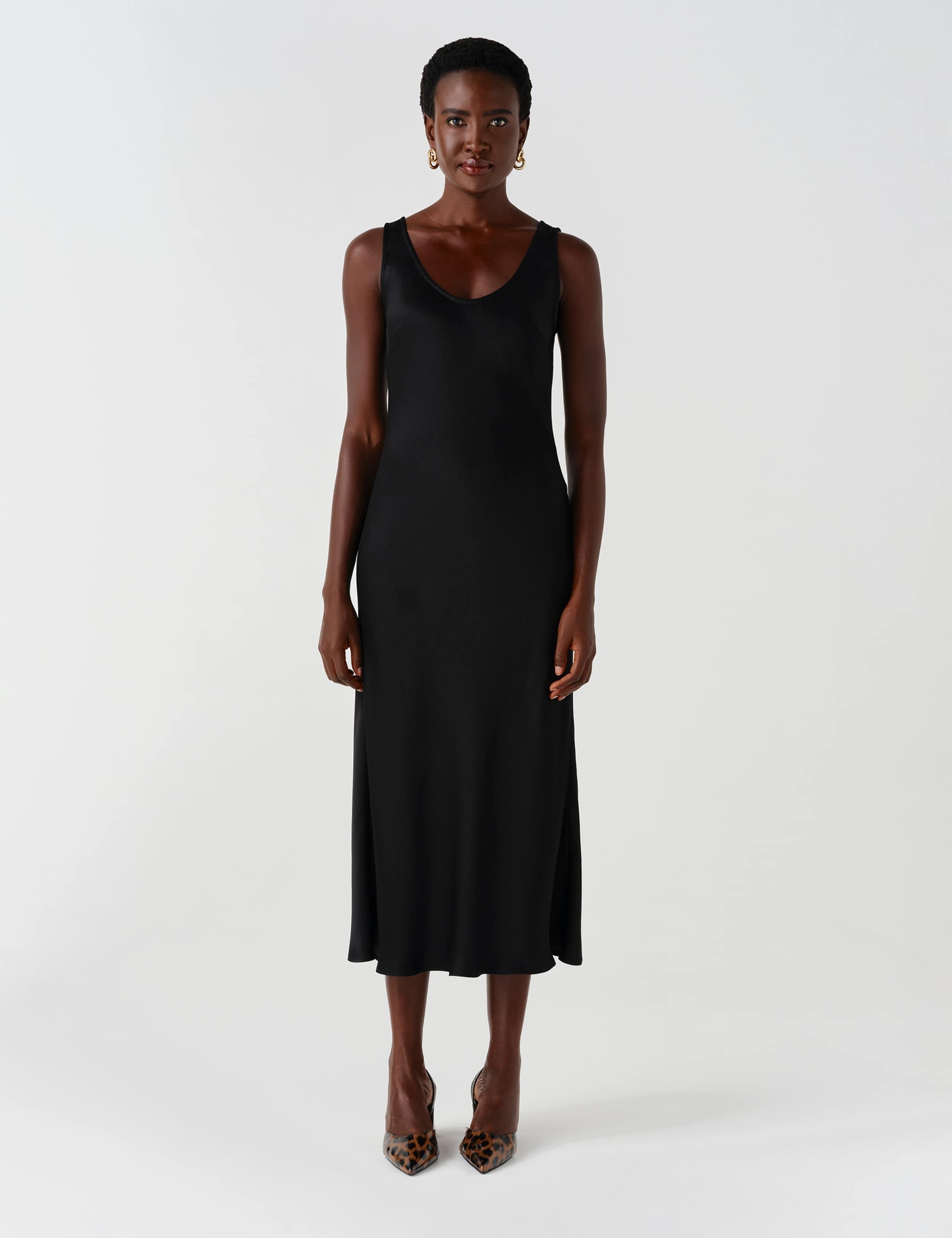 Satin V Neck Midaxi Cami Slip Dress 4 of 10