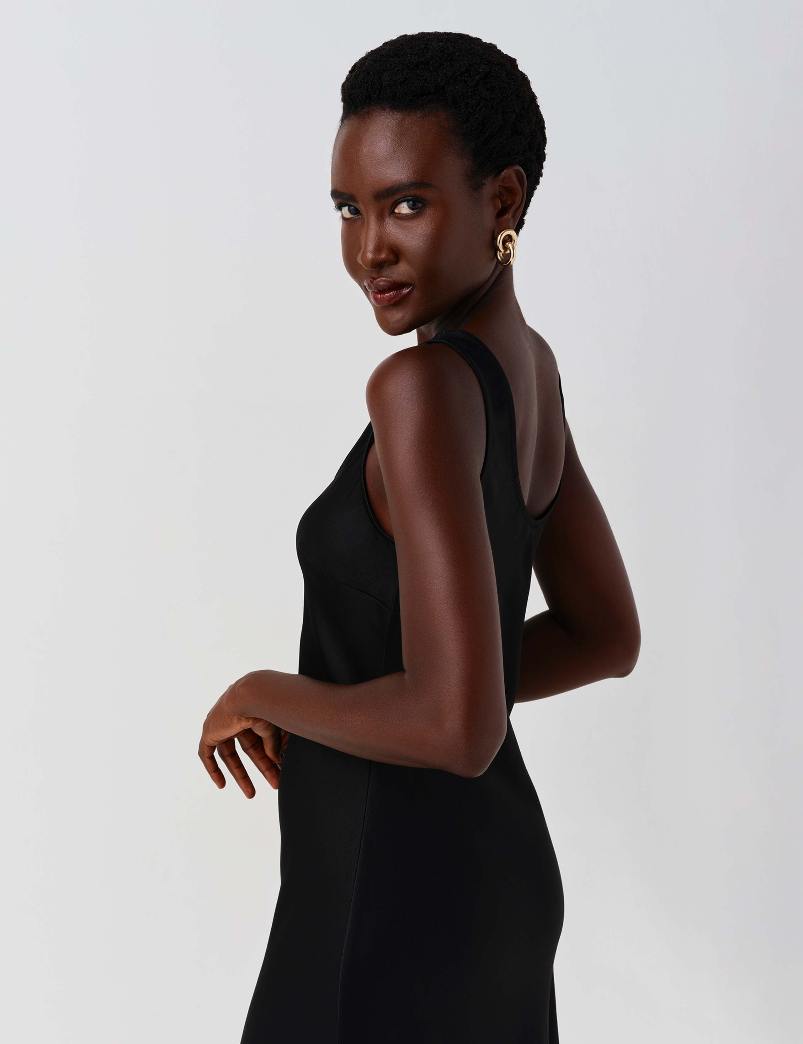 Satin V Neck Midaxi Cami Slip Dress 8 of 10