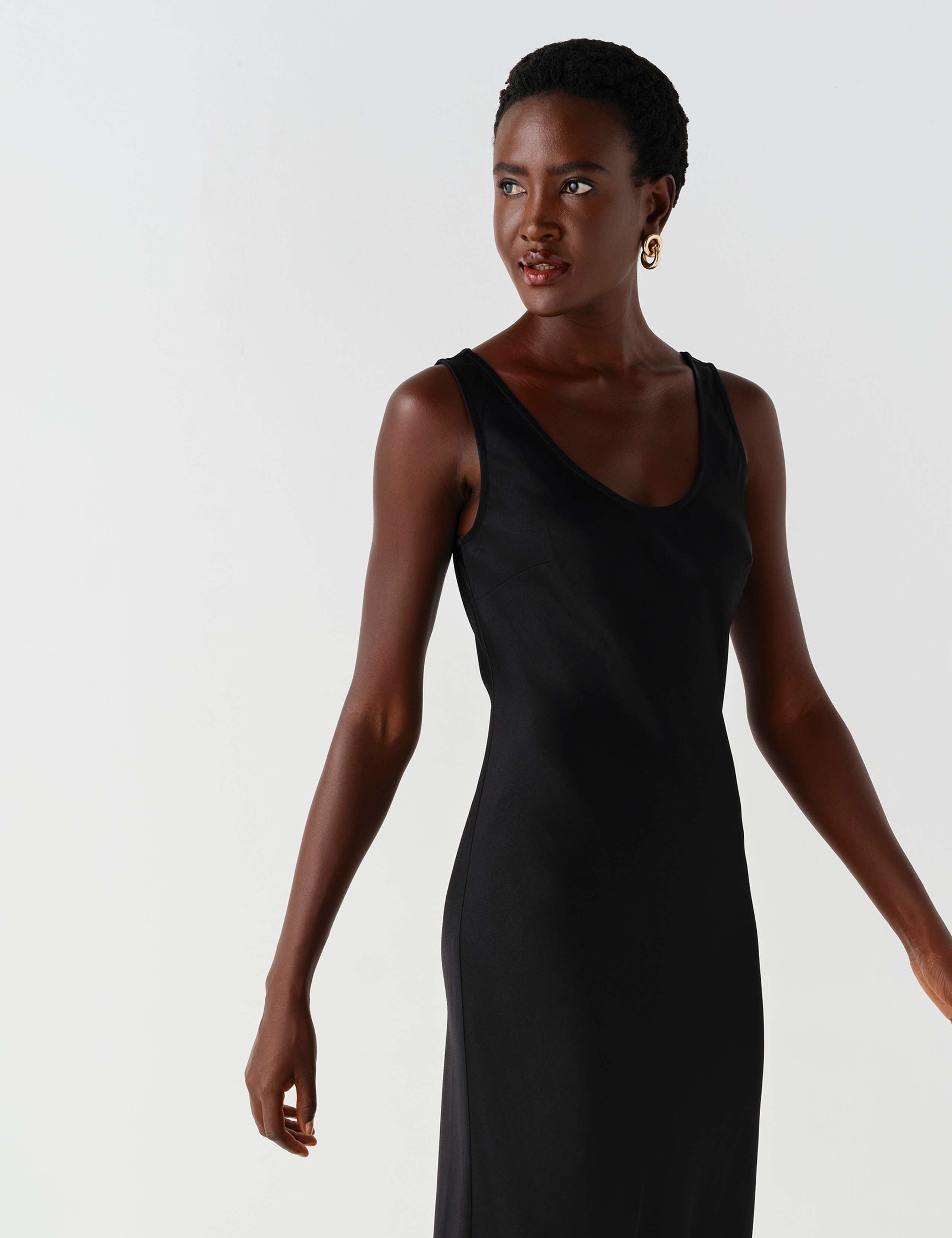 Satin V Neck Midaxi Cami Slip Dress 10 of 10