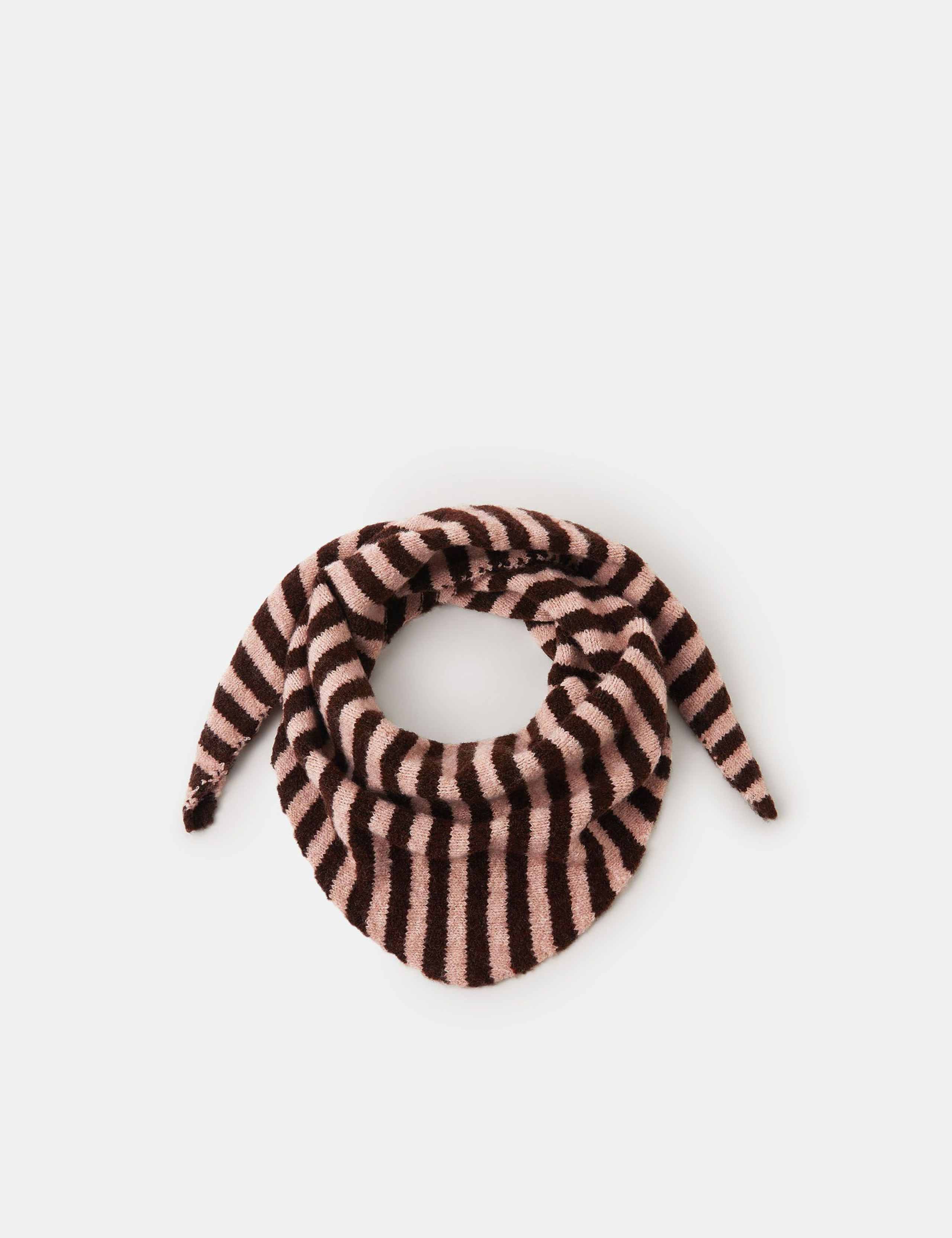 Knitted Striped Large Triangle Scarf 1 of 2