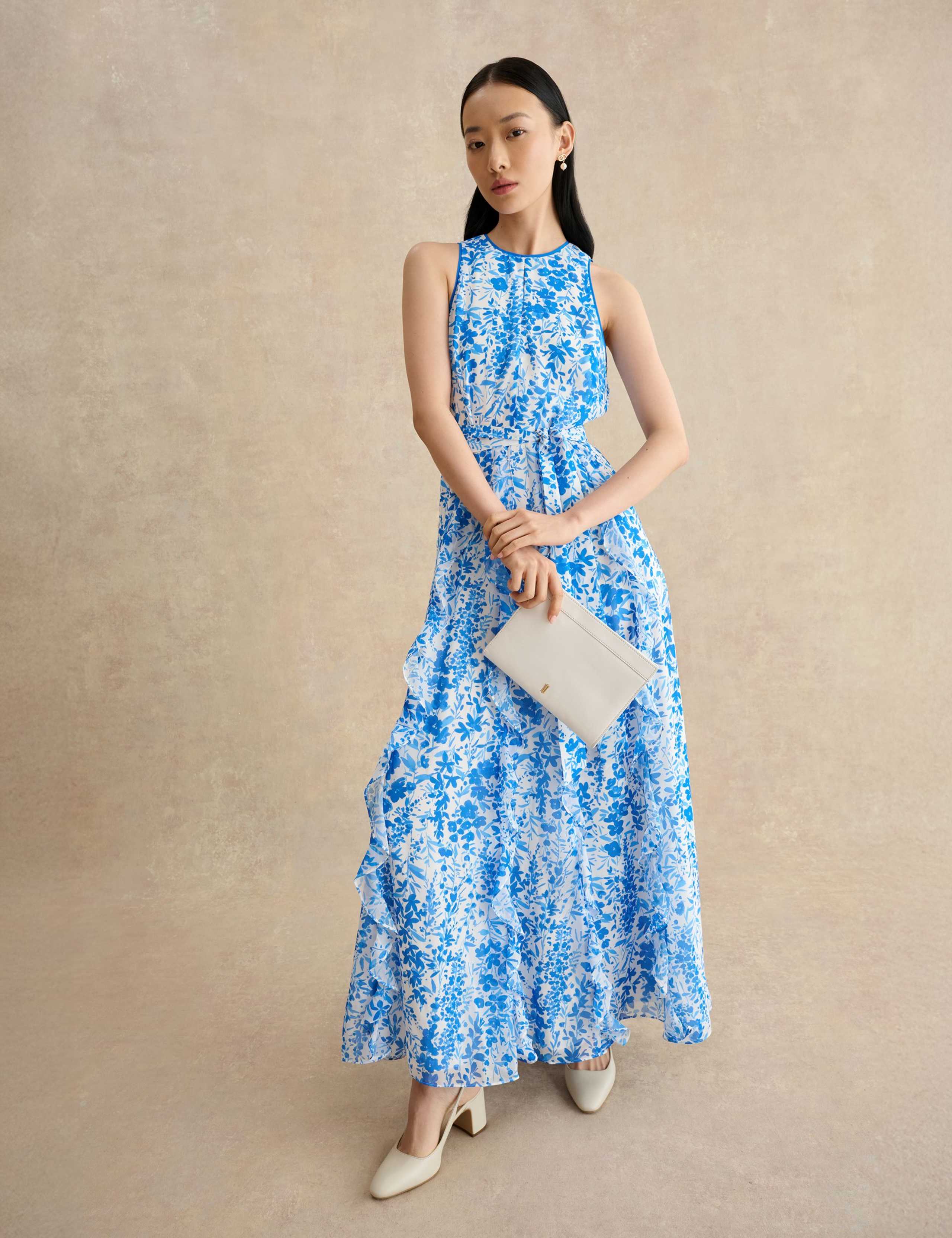 Floral Belted Ruffle Maxi Waisted Dress 3 of 5