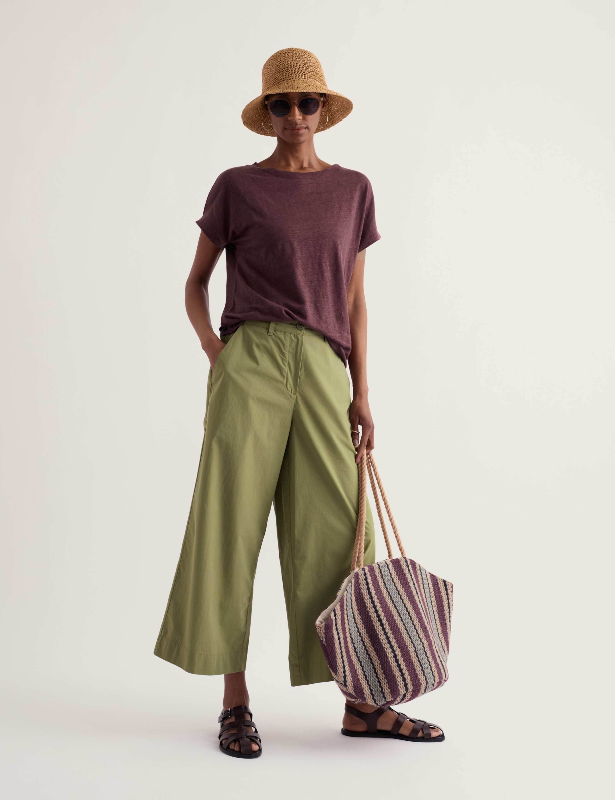 Pure Linen Jersey Boat Neck T-Shirt 1 of 5