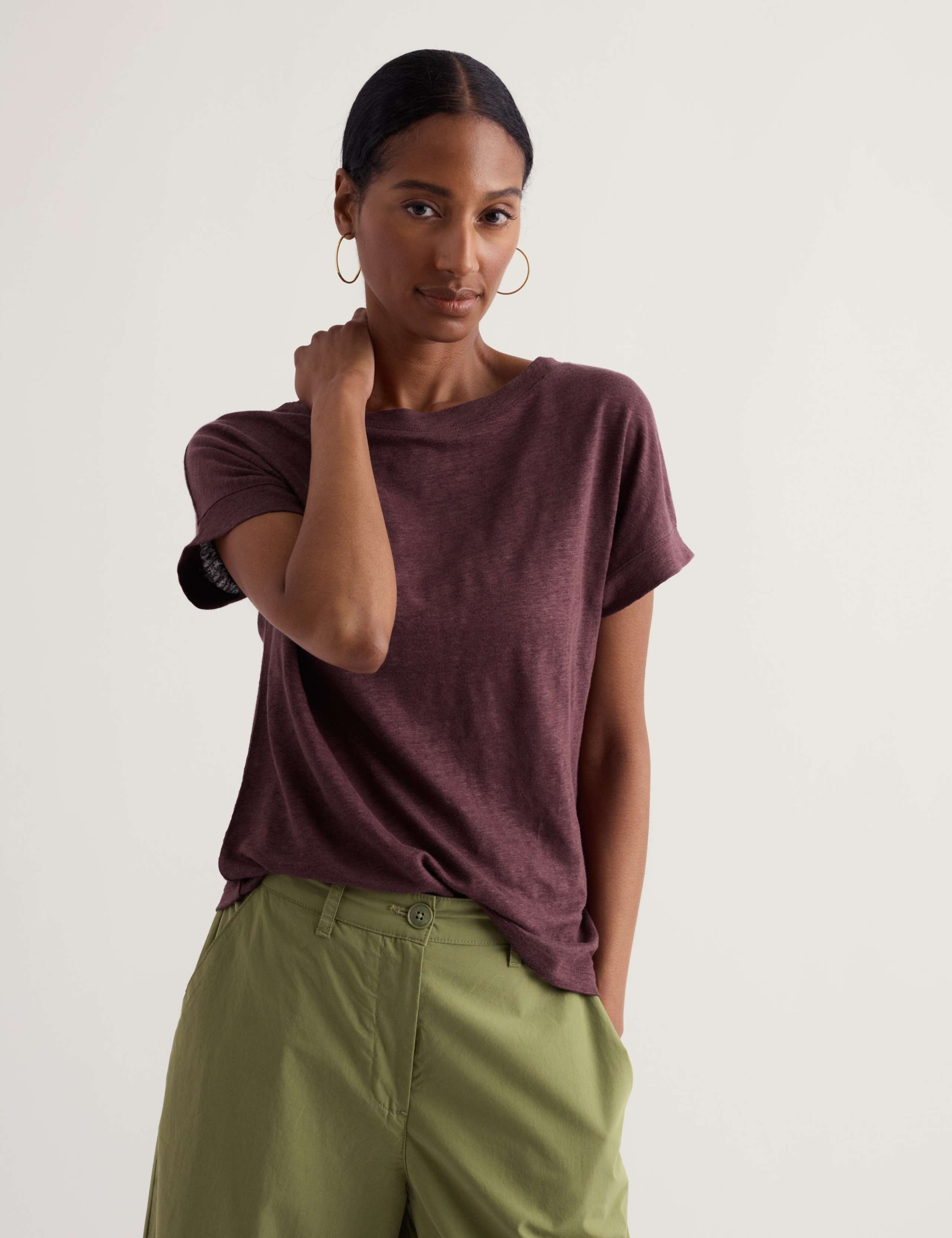 Pure Linen Jersey Boat Neck T-Shirt 3 of 5