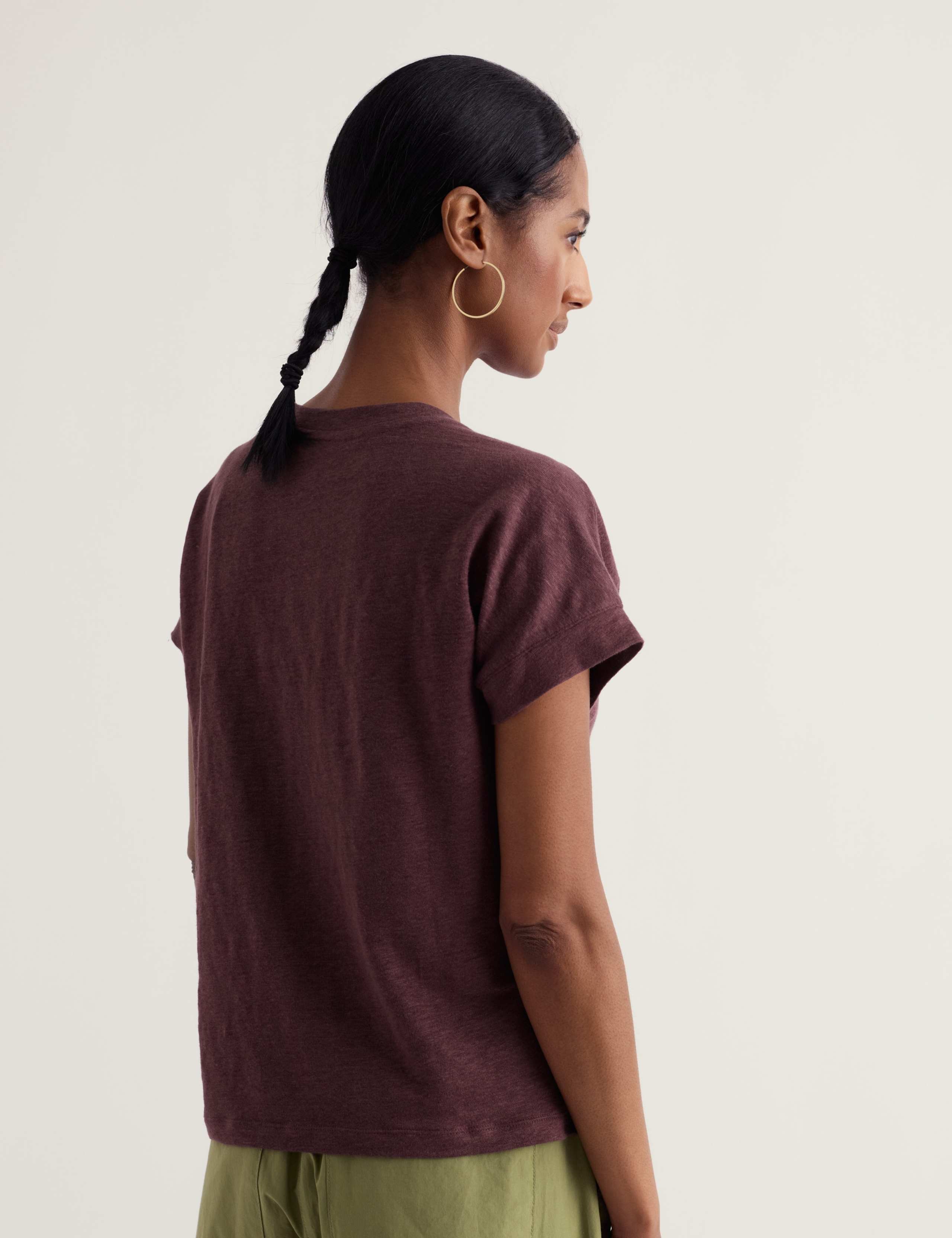 Pure Linen Jersey Boat Neck T-Shirt 4 of 5