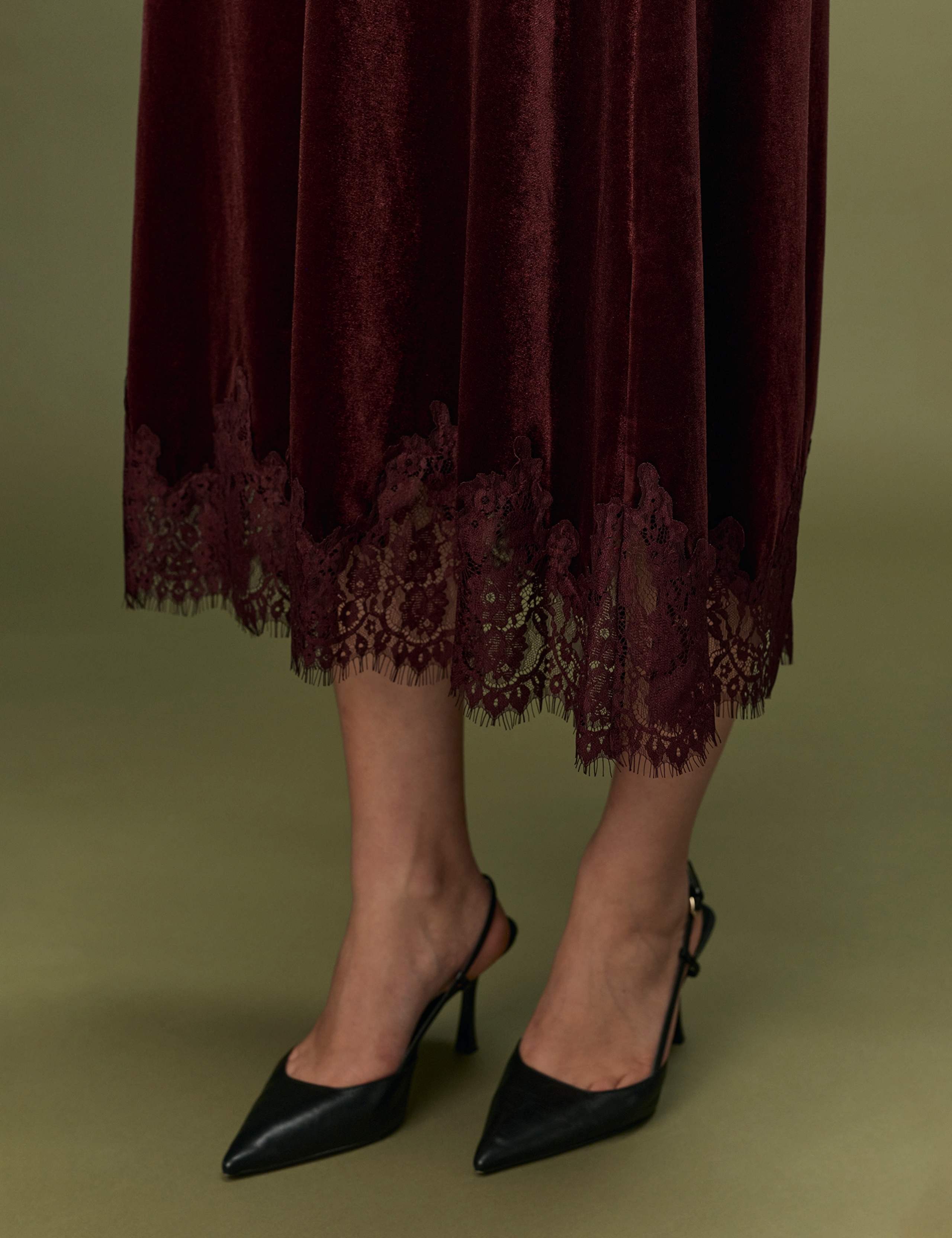 Velvet Midi A-Line Skirt 5 of 10