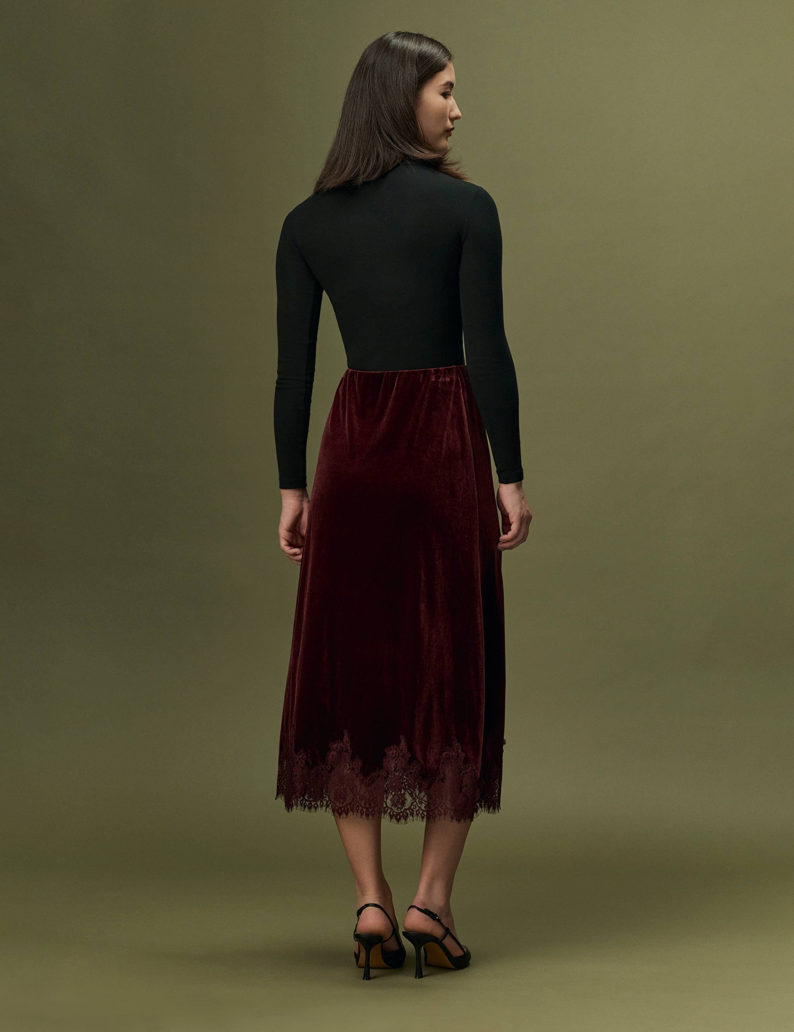 Velvet Midi A-Line Skirt 6 of 10