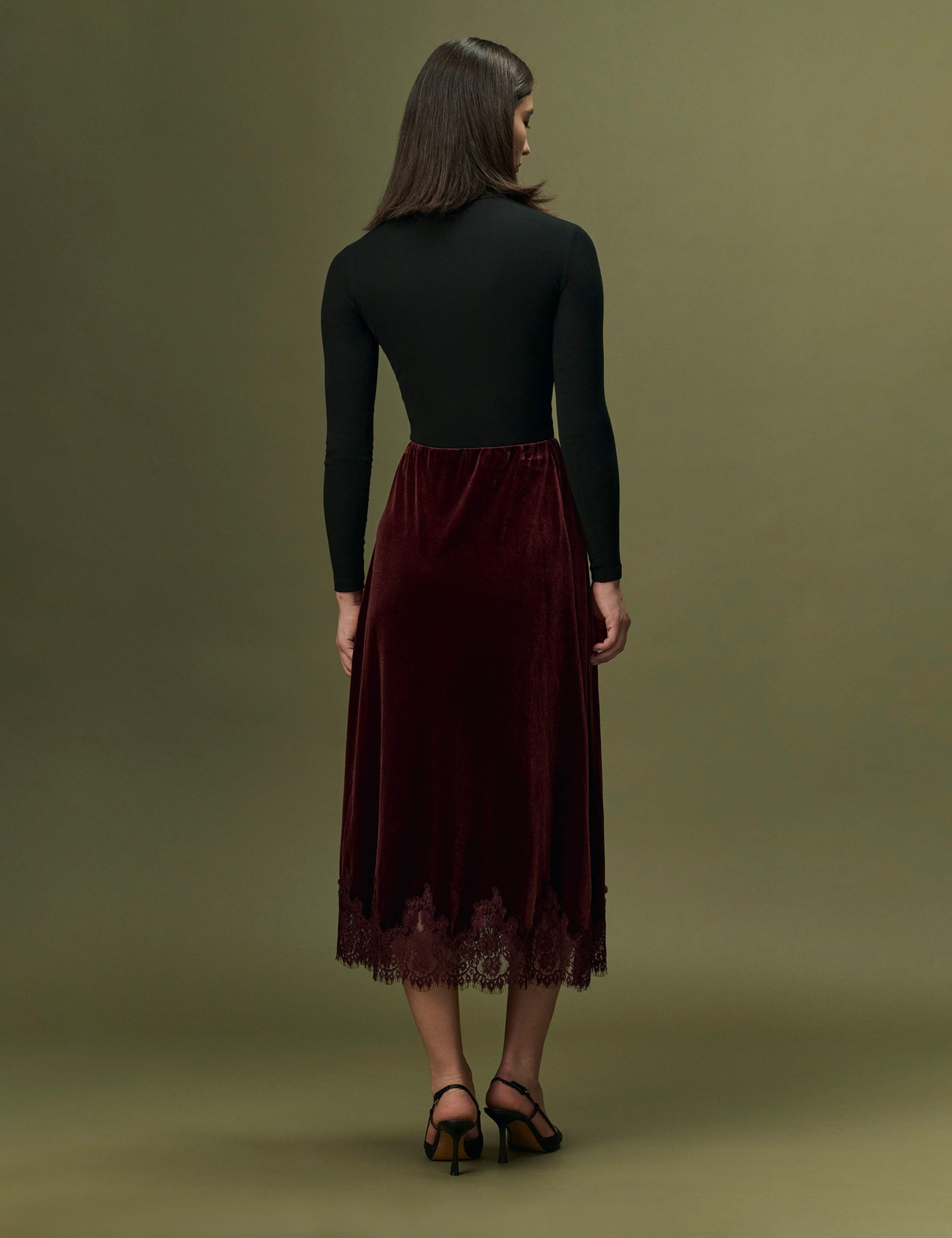 Velvet Midi A-Line Skirt 9 of 10