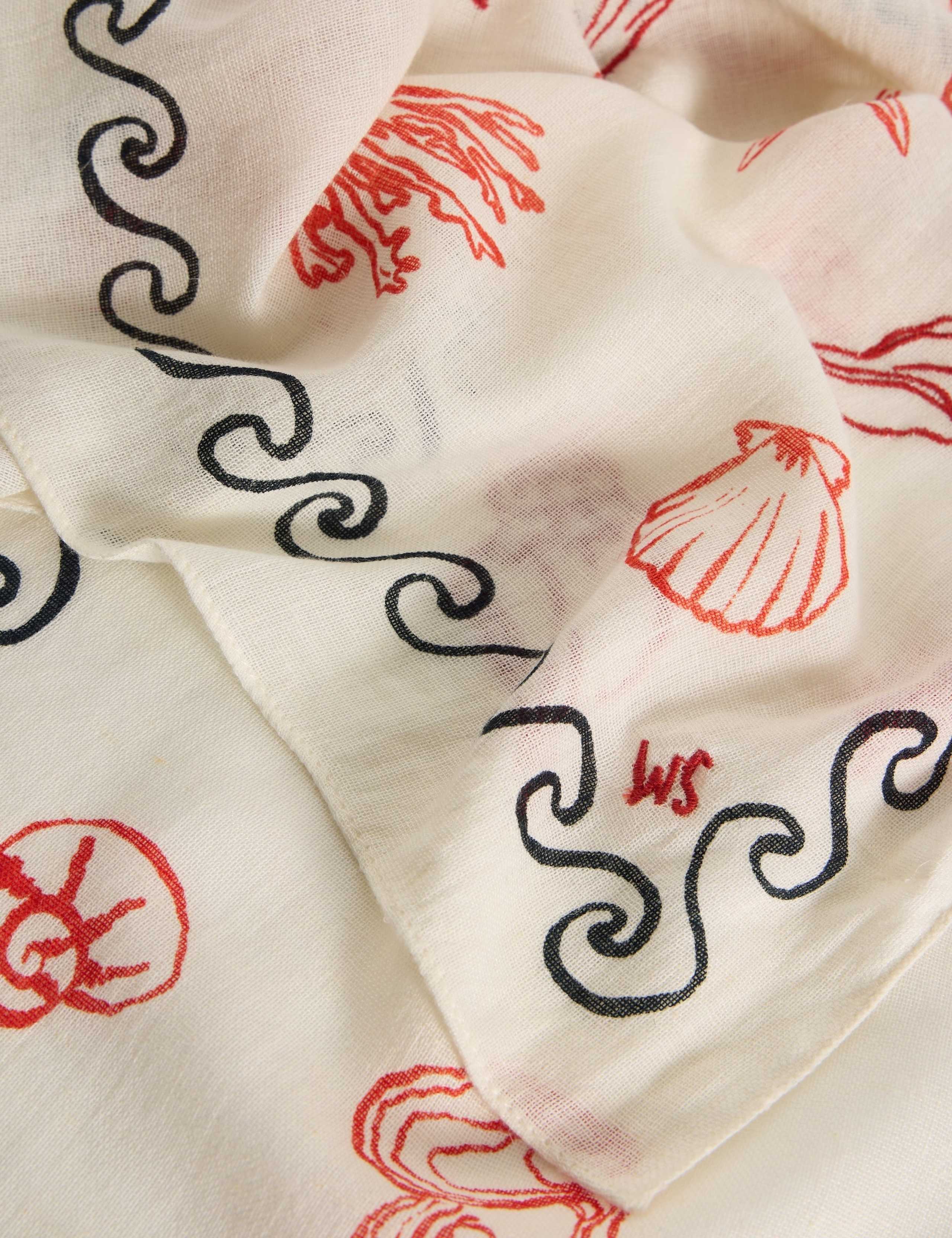 Cotton Blend Embroidered Shell Scarf with Linen 2 of 3