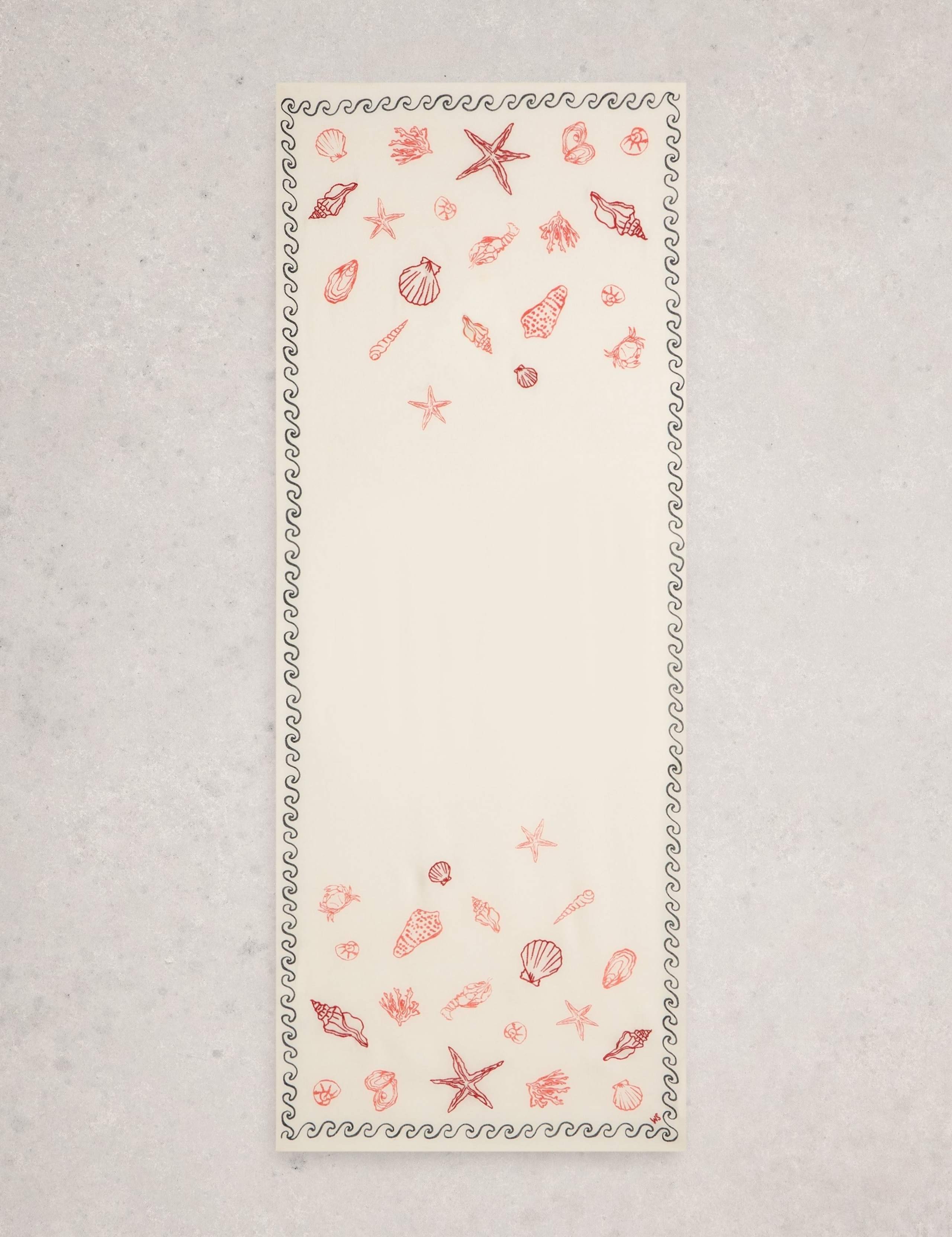 Cotton Blend Embroidered Shell Scarf with Linen 3 of 3