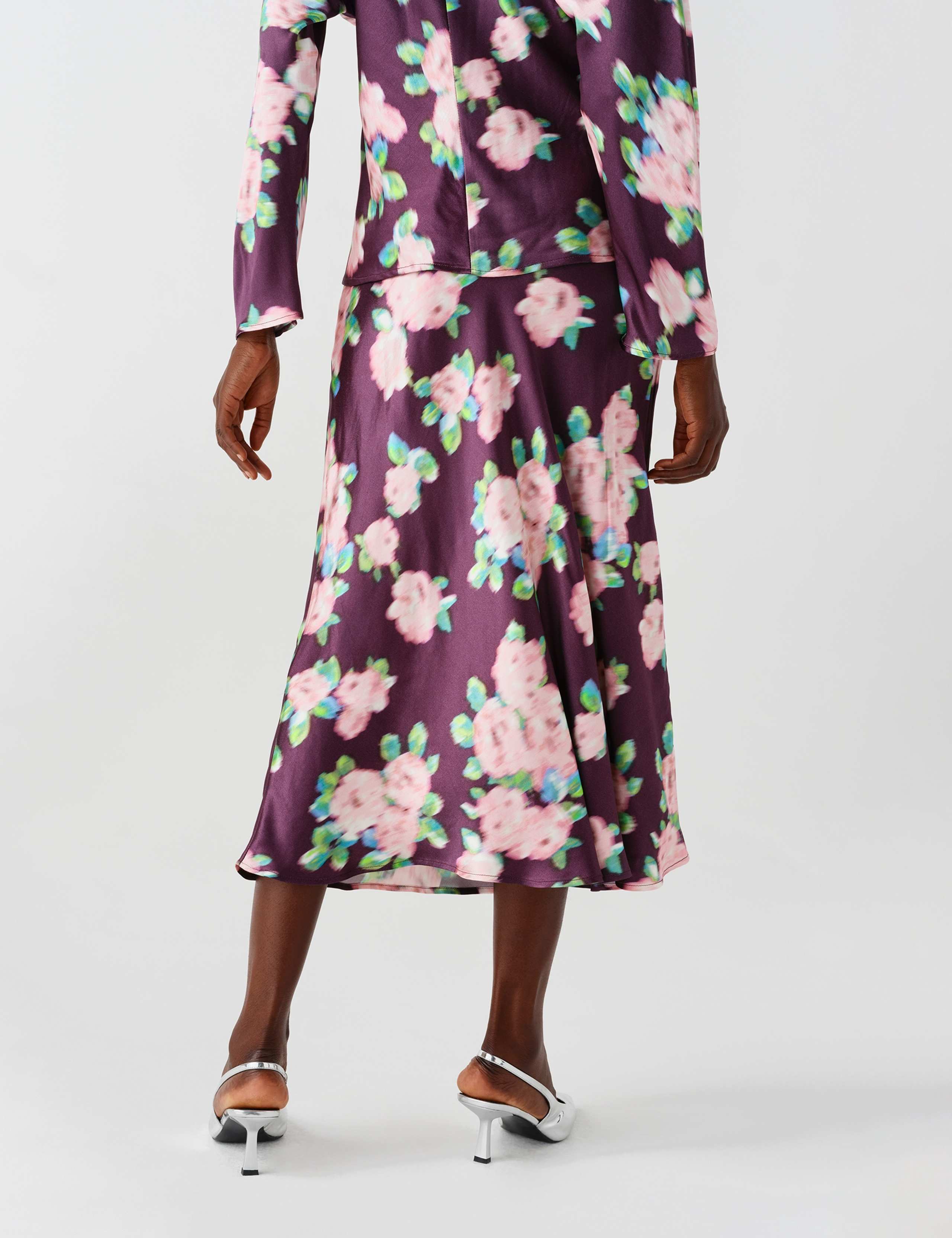 Satin Floral Midi Slip Skirt 5 of 12