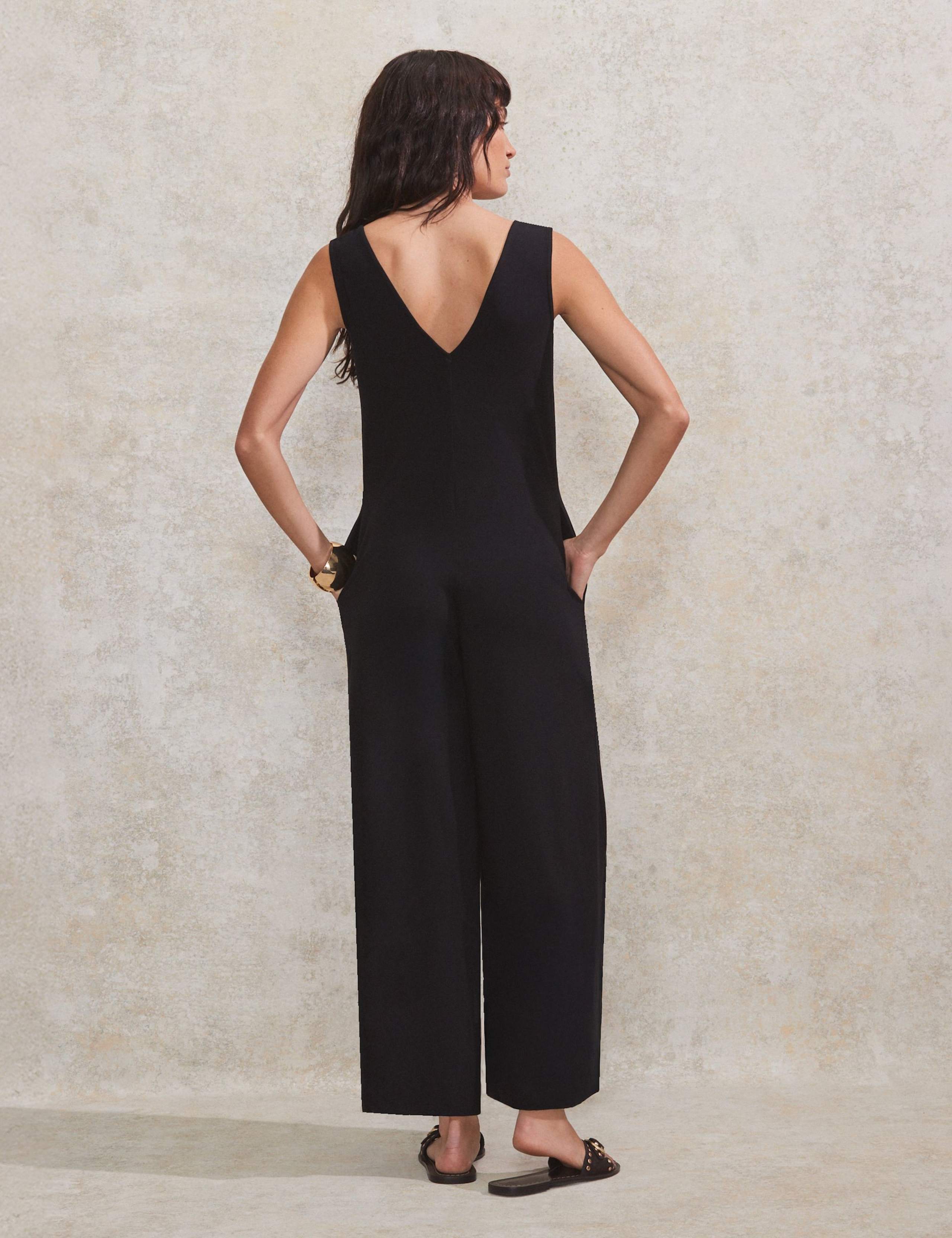 Jersey V-Neck Ankle Grazer Wide Leg Jumpsuit 4 of 5