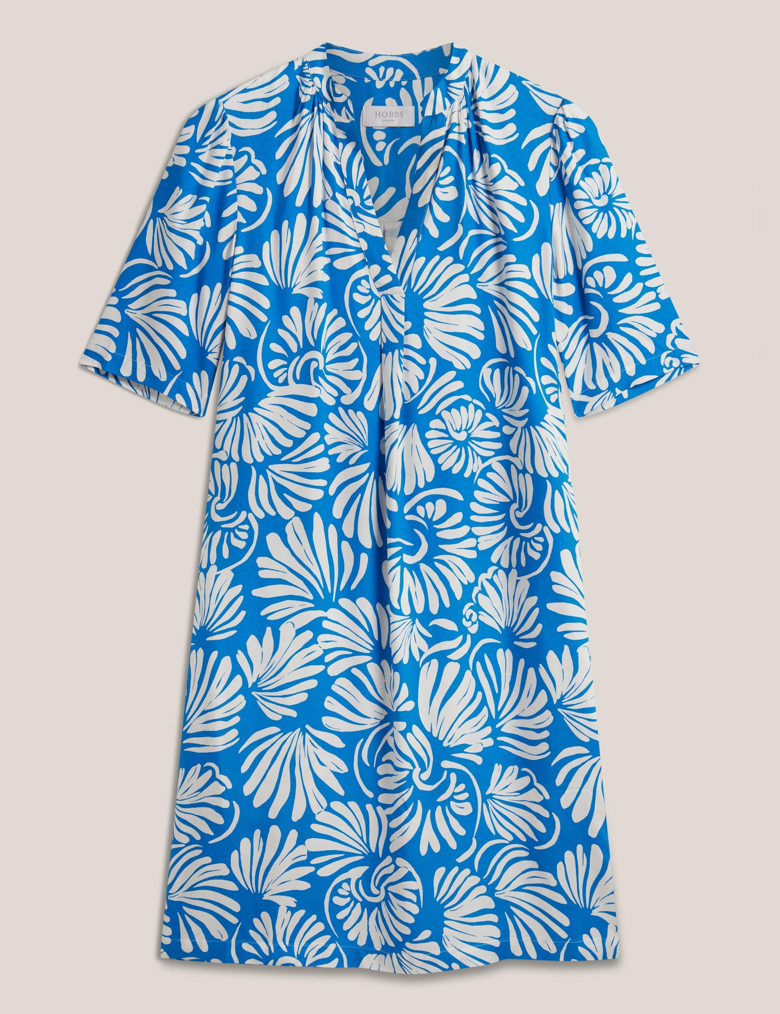 Printed V-Neck Knee Length Shift Dress 2 of 5