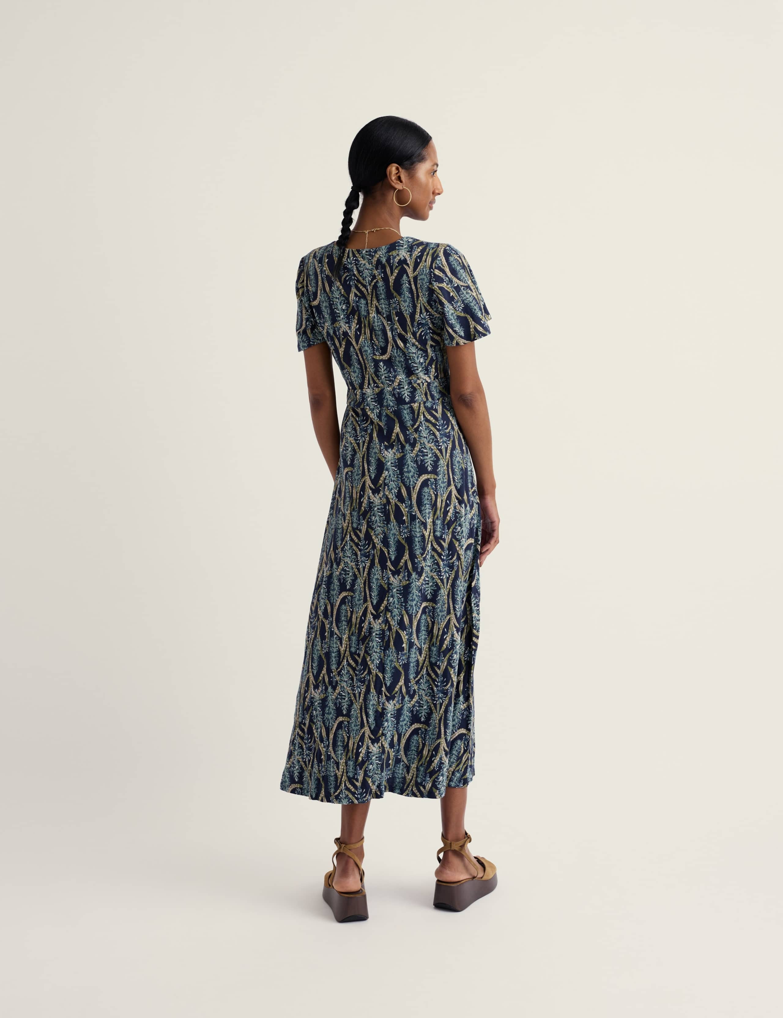Pure Cotton Jersey Printed Midi Tea Dress 3 of 5