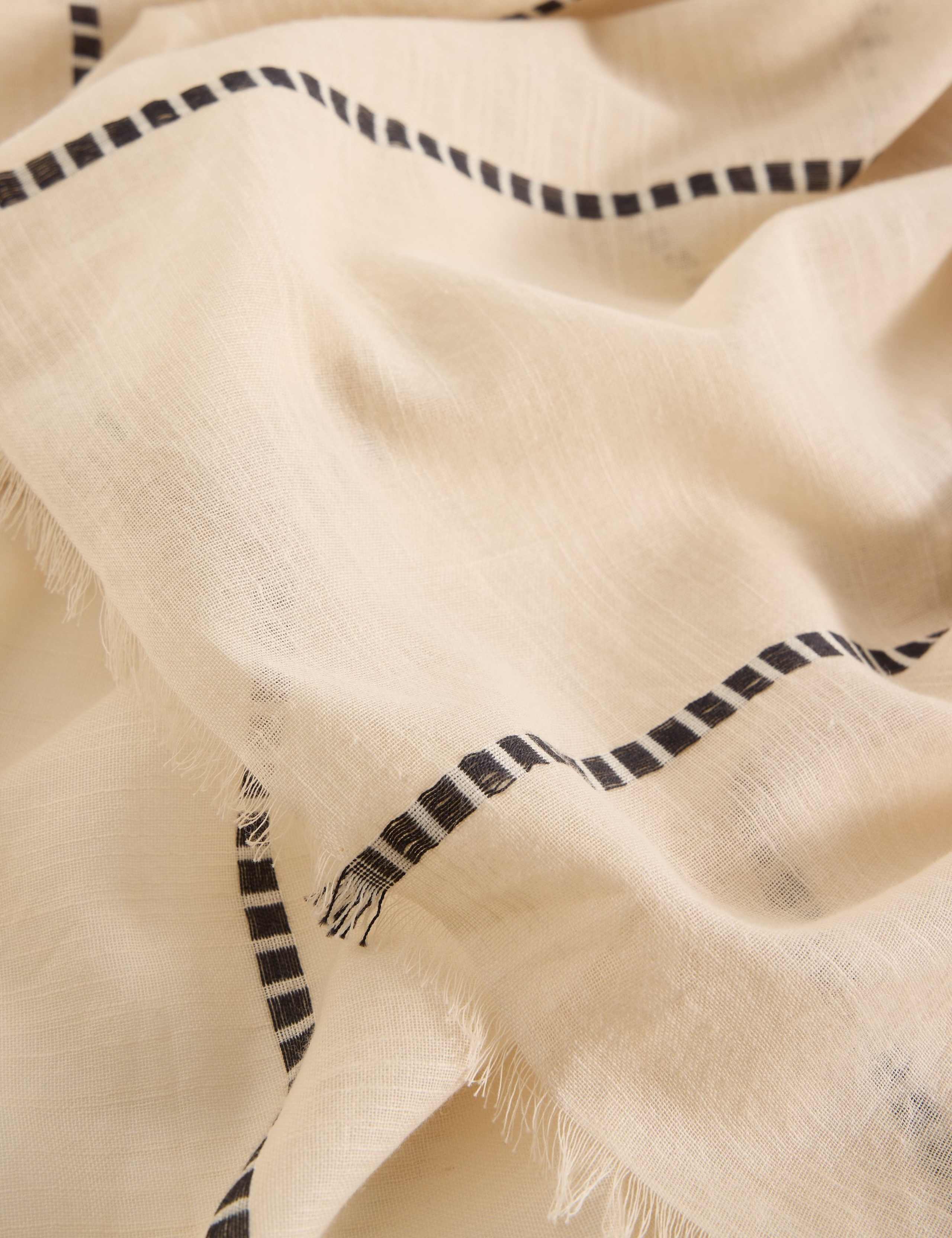 Pure Cotton Striped Scarf 2 of 3