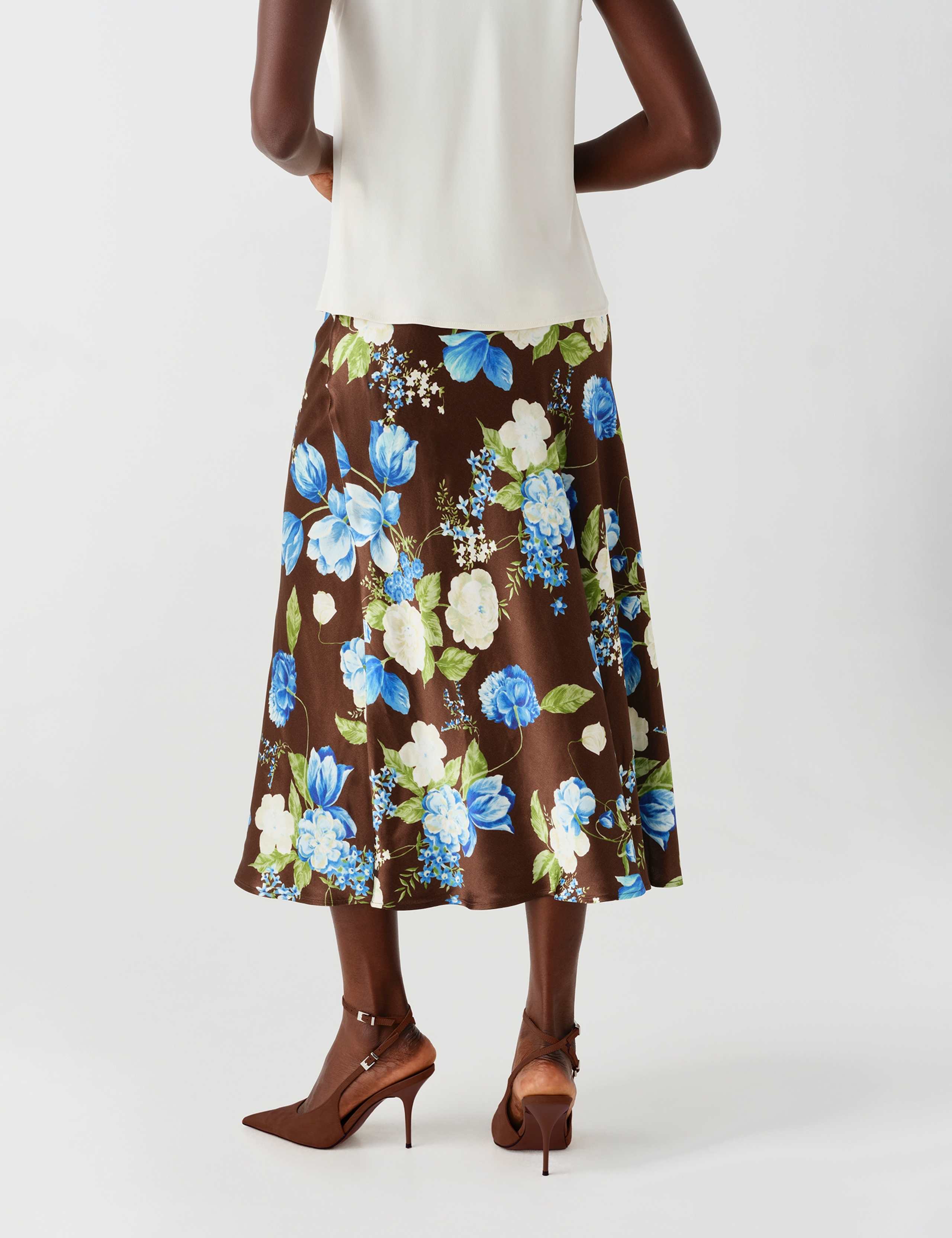 Satin Floral Midi Slip Skirt 5 of 11