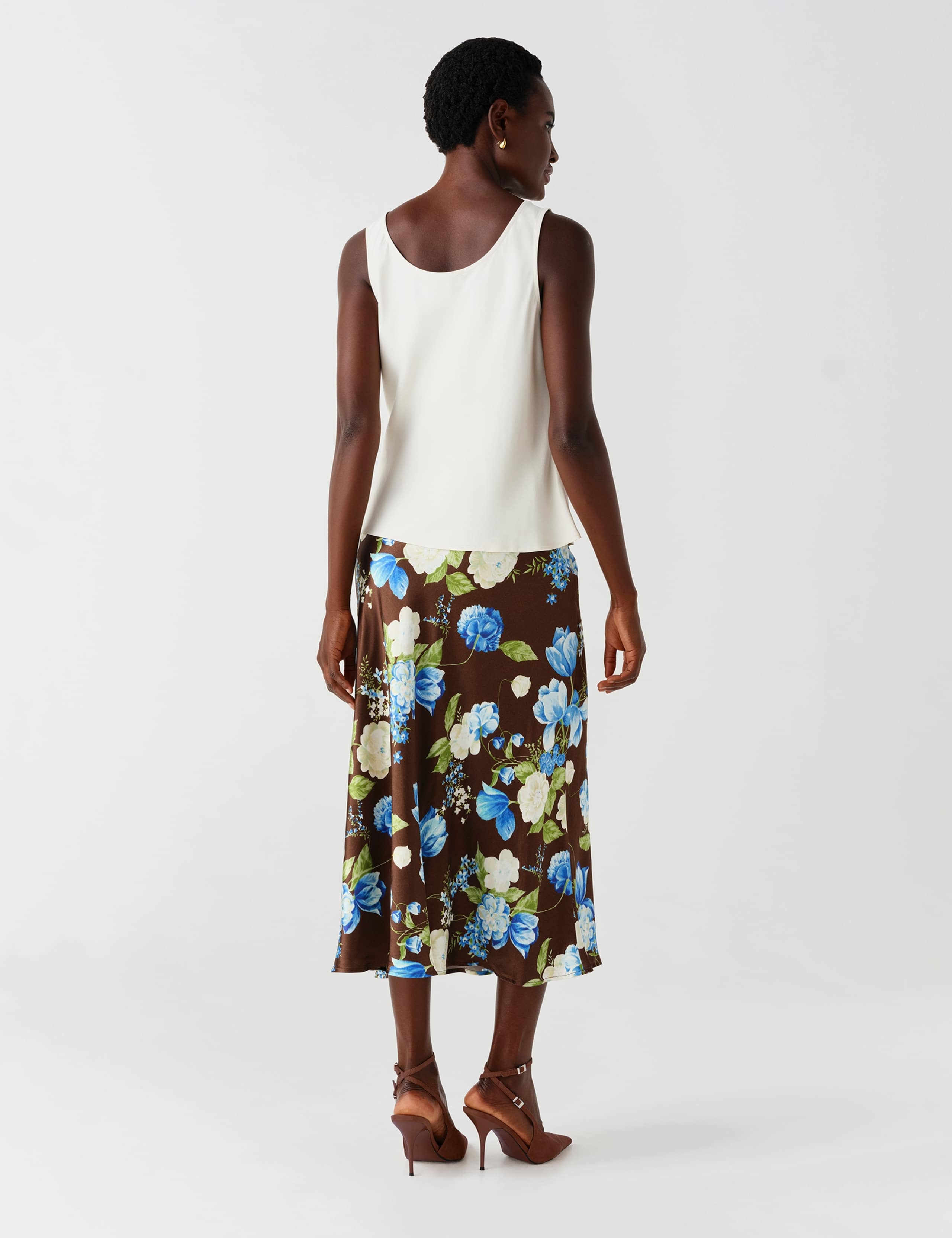 Satin Floral Midi Slip Skirt 6 of 11
